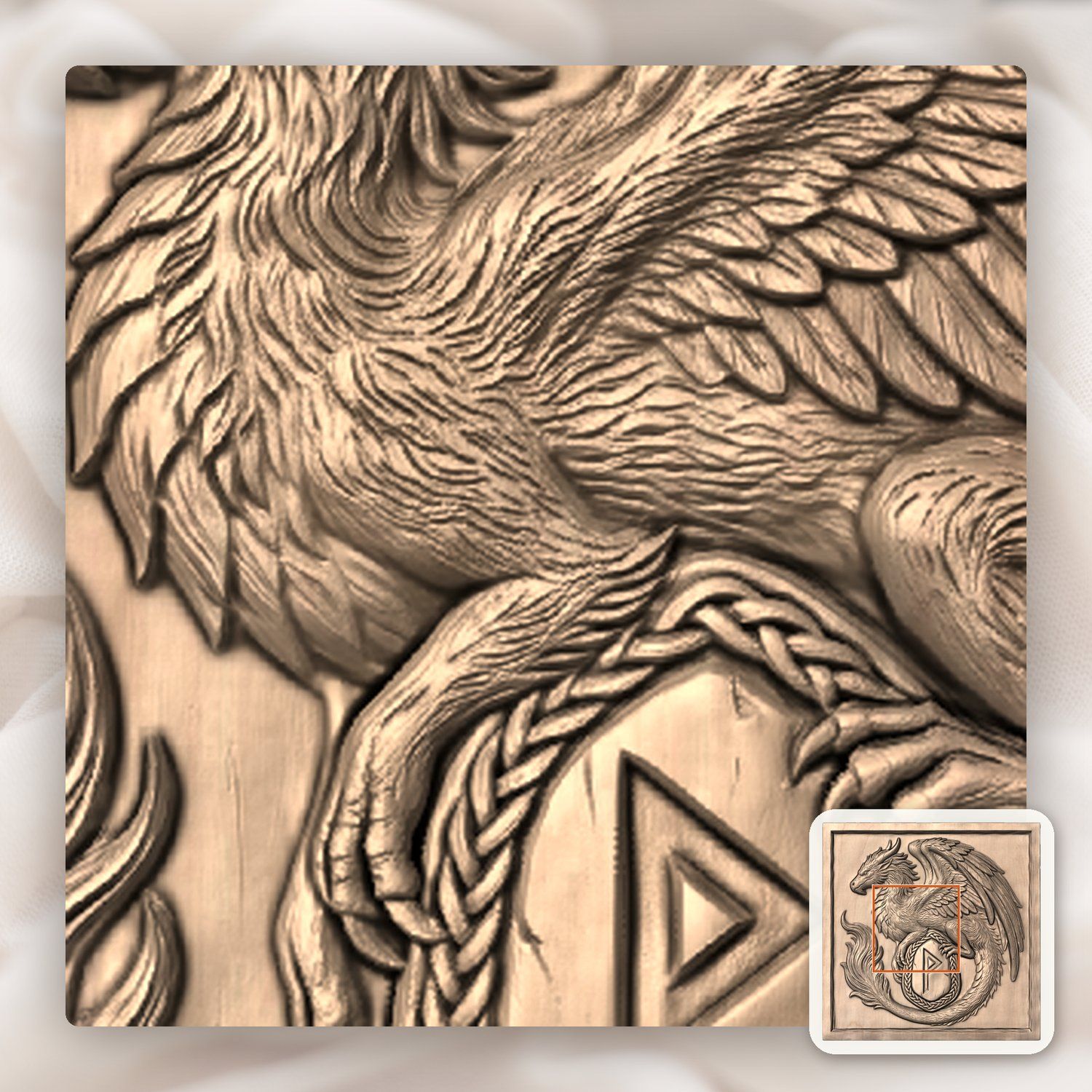 Norse Dragon Rune Shield CNC Relief STL bas-relief STL — view 6