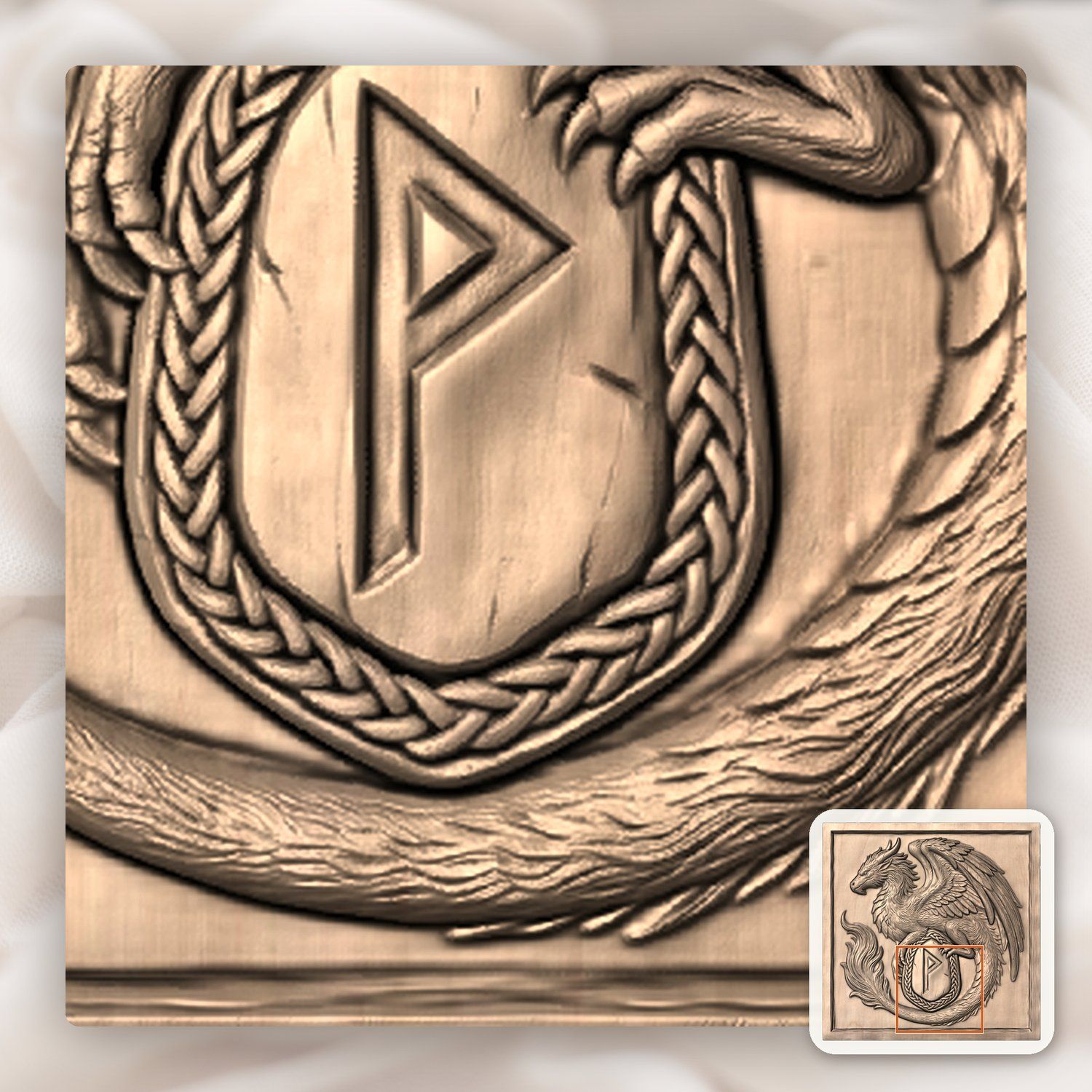 Norse Dragon Rune Shield CNC Relief STL bas-relief STL — view 7