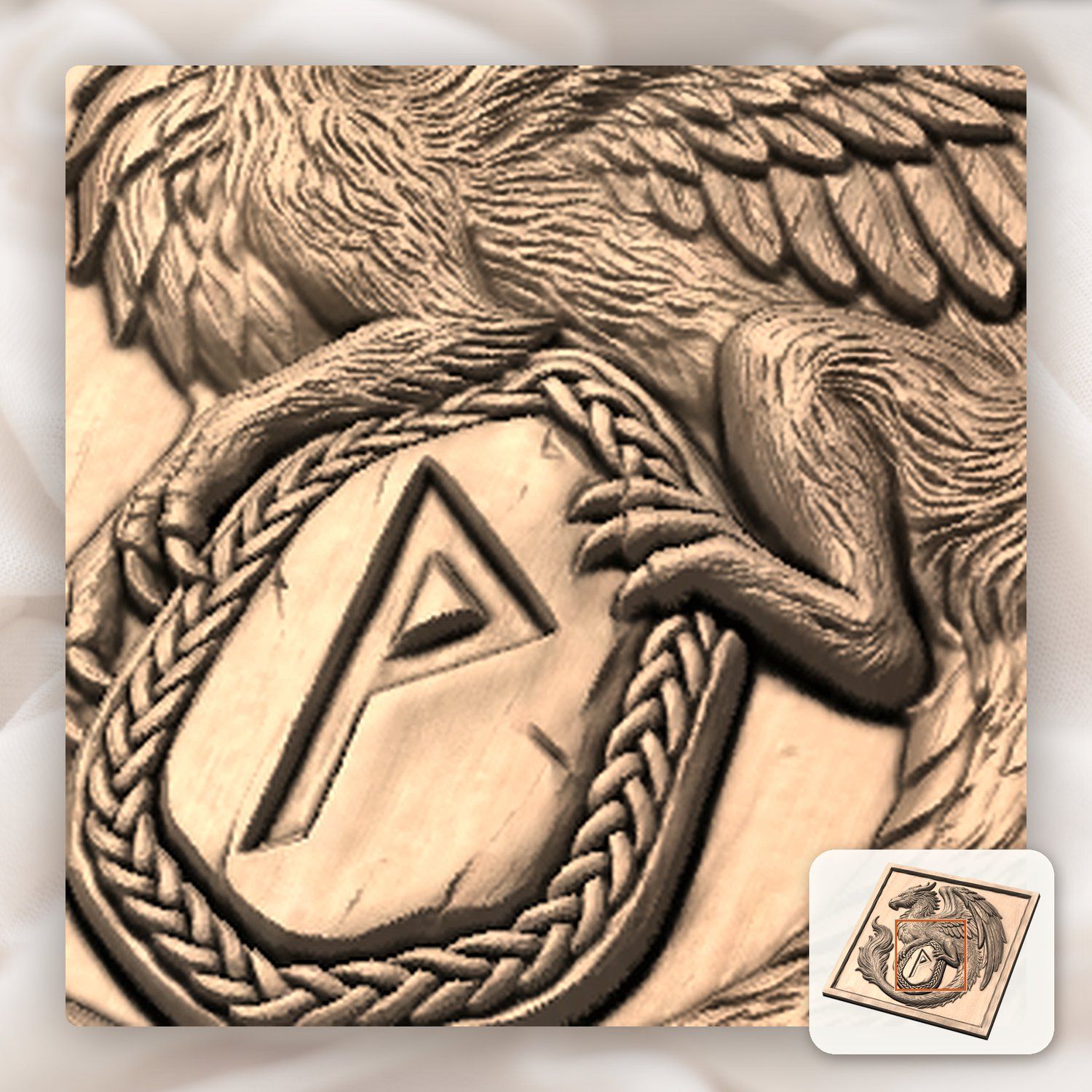Norse Dragon Rune Shield CNC Relief STL bas-relief STL — view 8