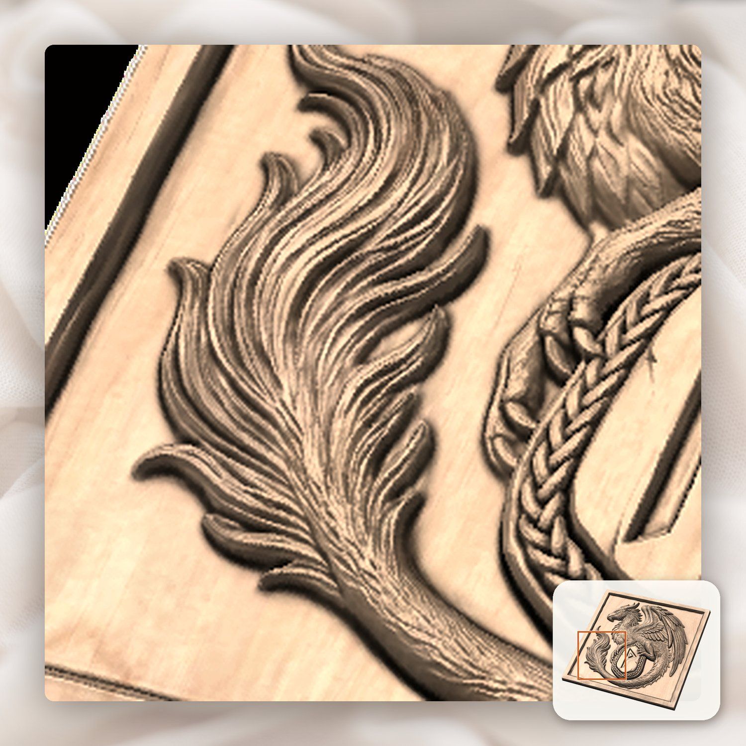 Norse Dragon Rune Shield CNC Relief STL bas-relief STL — view 9