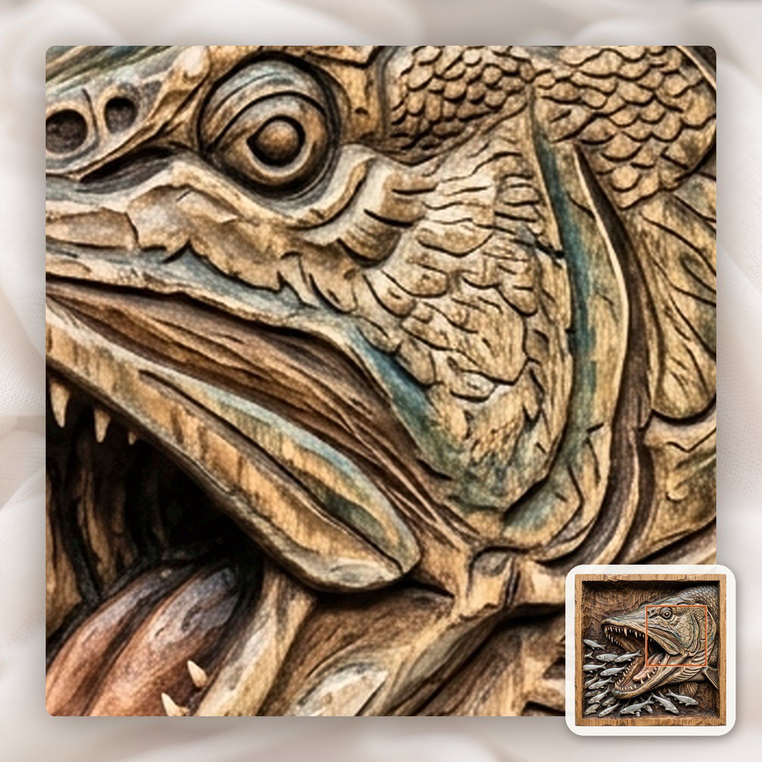 Northern Pike Predator Attack CNC Relief STL bas-relief STL — view 11