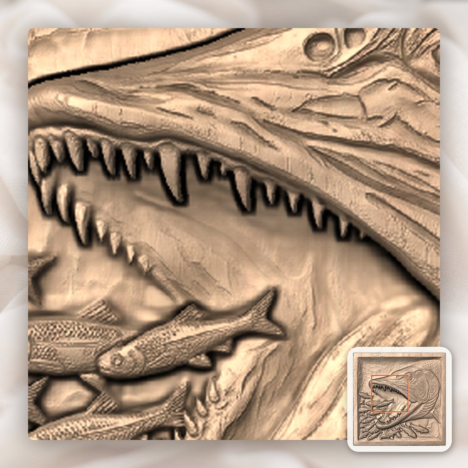 Northern Pike Predator Attack CNC Relief STL bas-relief STL — view 8