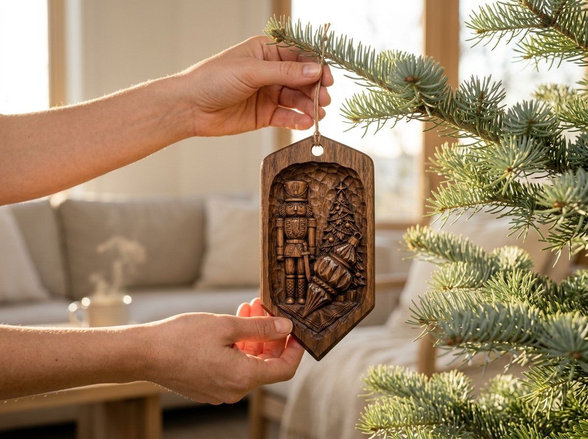 Nutcracker Christmas Icicle Drop Ornament CNC Relief STL | Holiday Tree Hanging Decor | Victorian Wood Carving Design — carved bas relief STL file for CNC