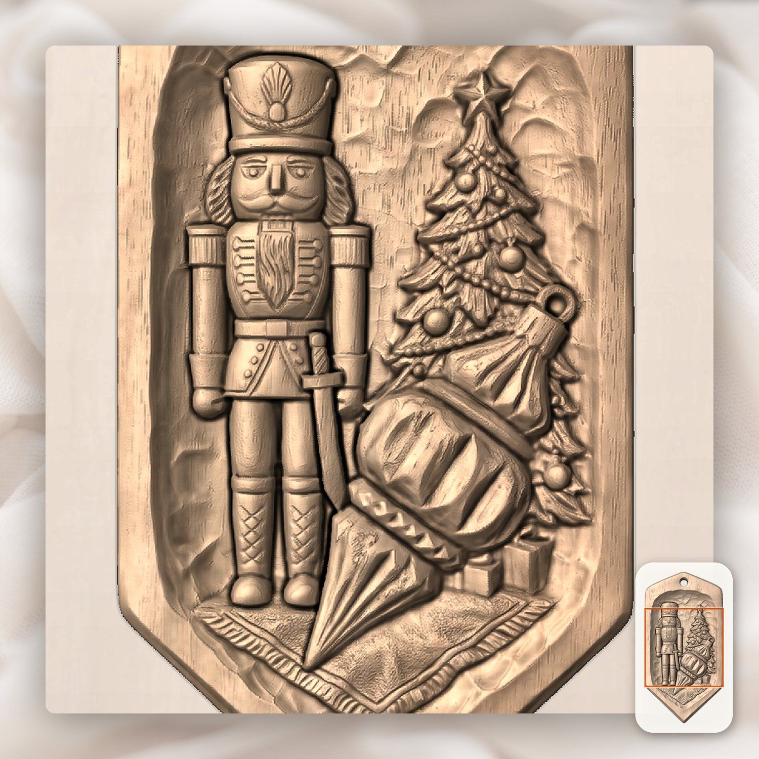 Nutcracker Christmas Icicle Drop Ornament CNC Relief STL bas-relief STL — view 7