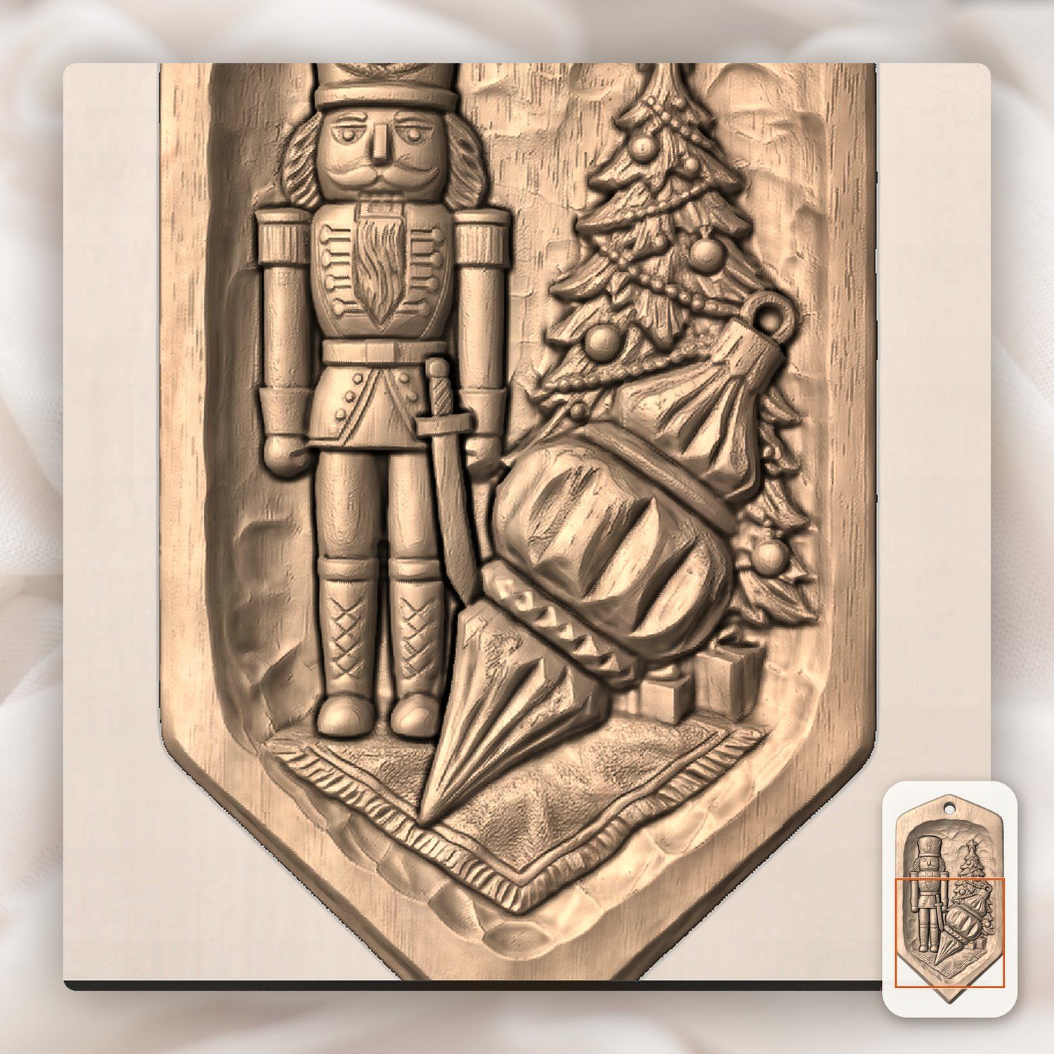 Nutcracker Christmas Icicle Drop Ornament CNC Relief STL bas-relief STL — view 8