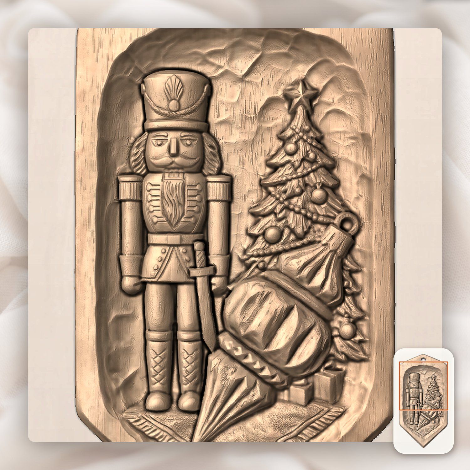 Nutcracker Christmas Icicle Drop Ornament CNC Relief STL bas-relief STL — view 9