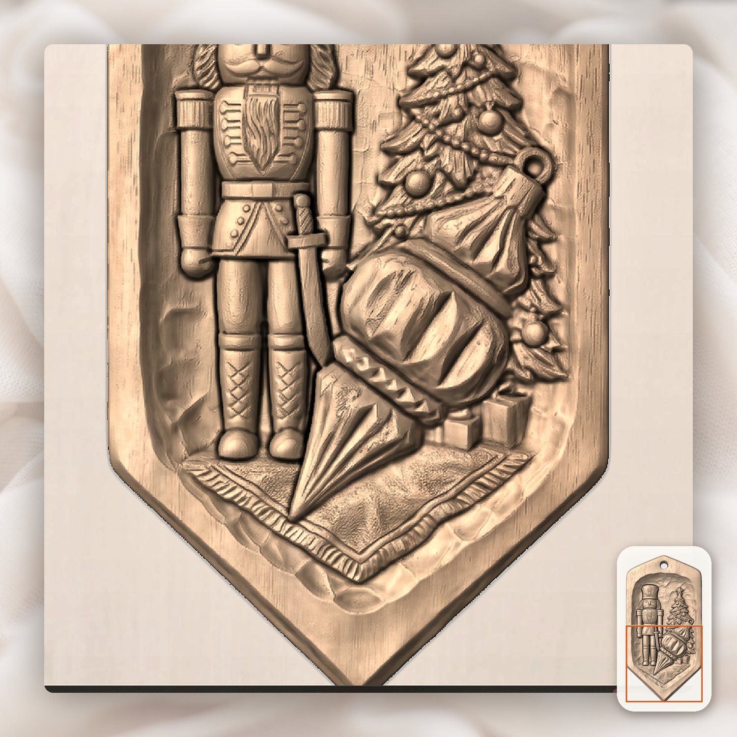 Nutcracker Christmas Icicle Drop Ornament CNC Relief STL bas-relief STL — view 10