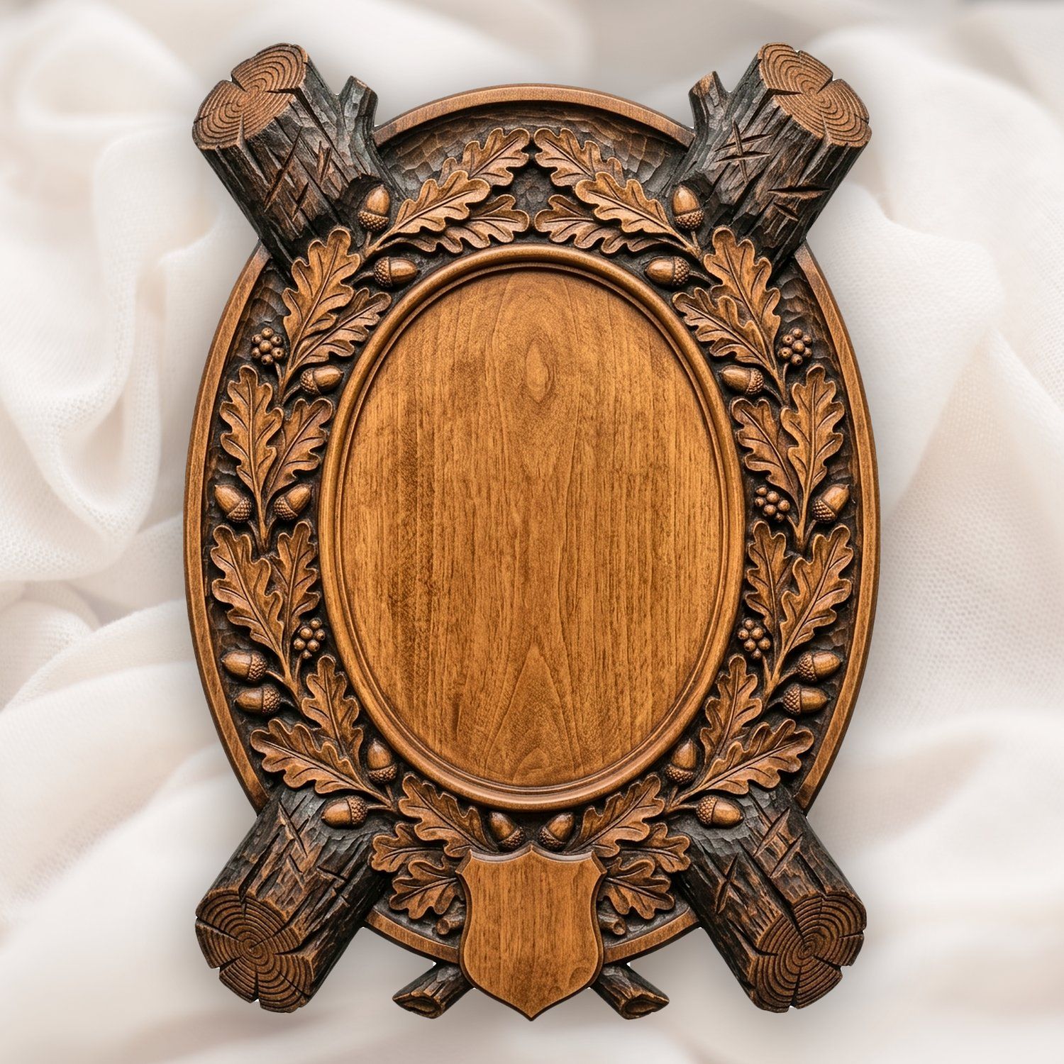 Oak Log Trophy Shield CNC Relief STL bas-relief STL design