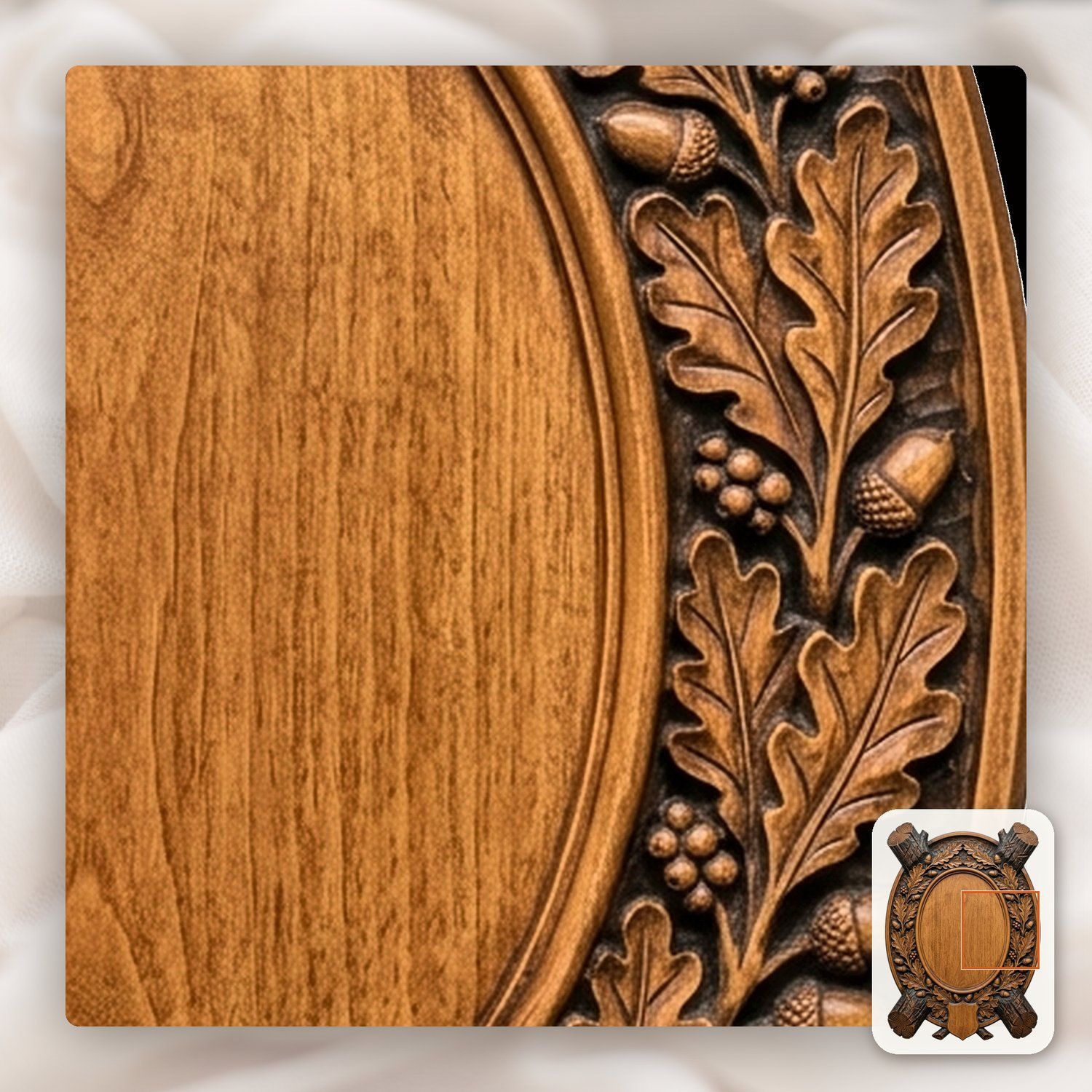 Oak Log Trophy Shield CNC Relief STL bas-relief STL — view 11