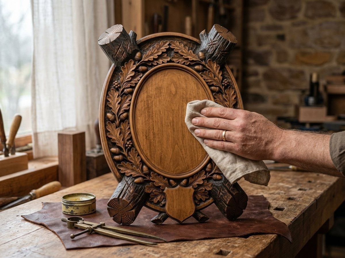 Oak Log Trophy Shield CNC Relief STL bas-relief STL — view 12