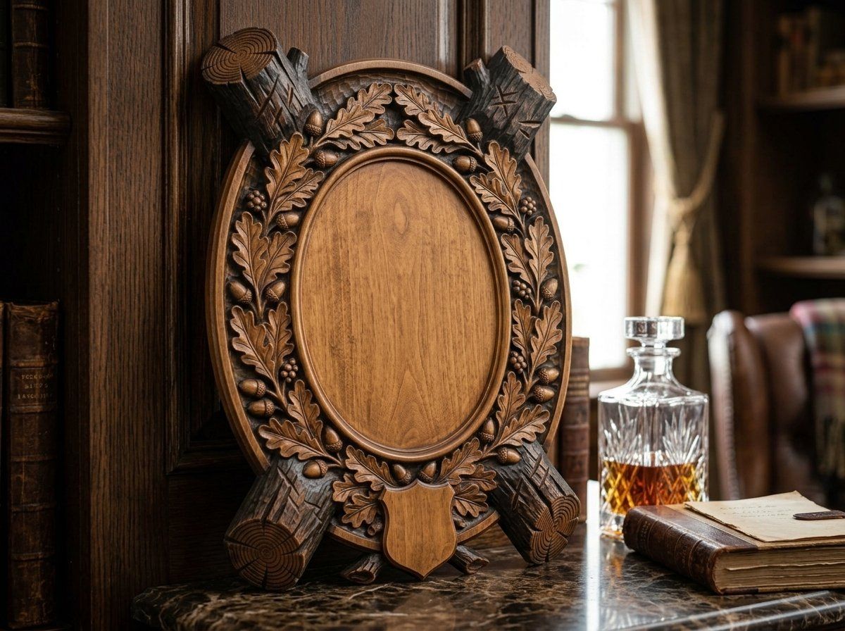 Oak Log Trophy Shield CNC Relief STL bas-relief STL — view 13