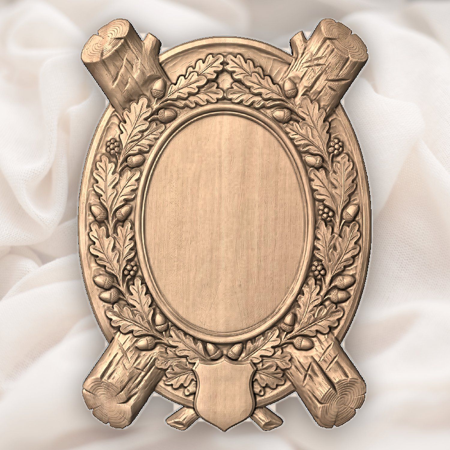 Oak Log Trophy Shield CNC Relief STL bas-relief STL — view 4
