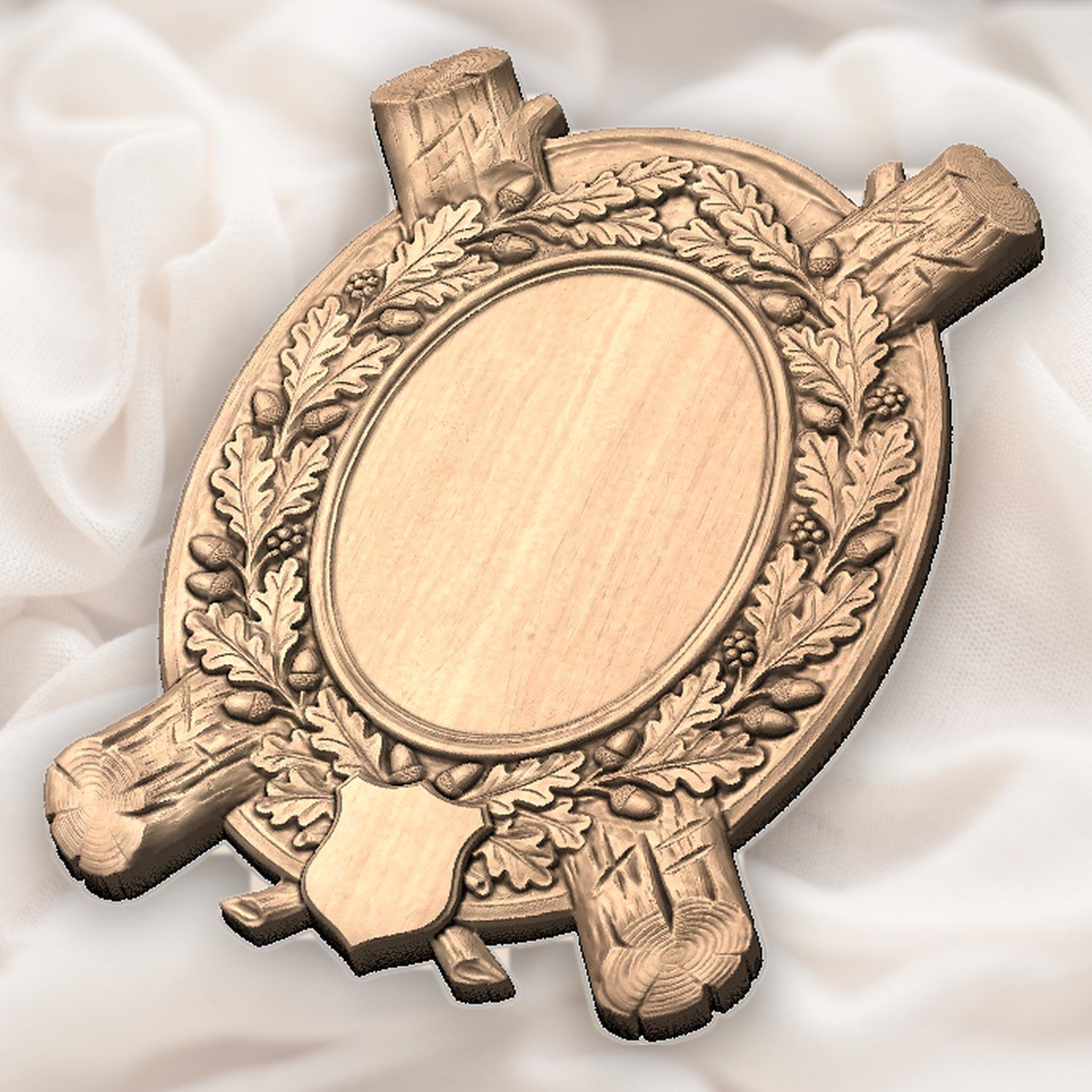 Oak Log Trophy Shield CNC Relief STL bas-relief STL — view 5