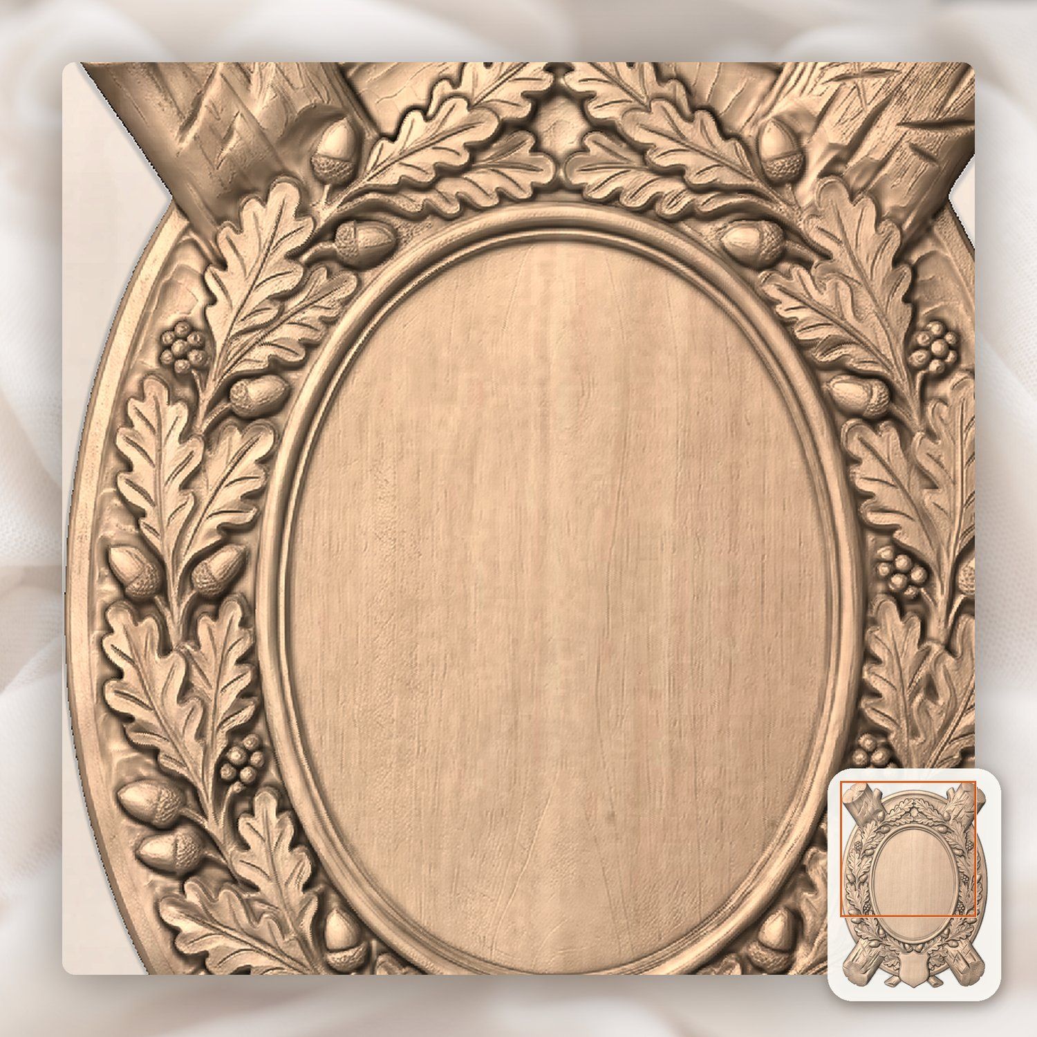 Oak Log Trophy Shield CNC Relief STL bas-relief STL — view 6