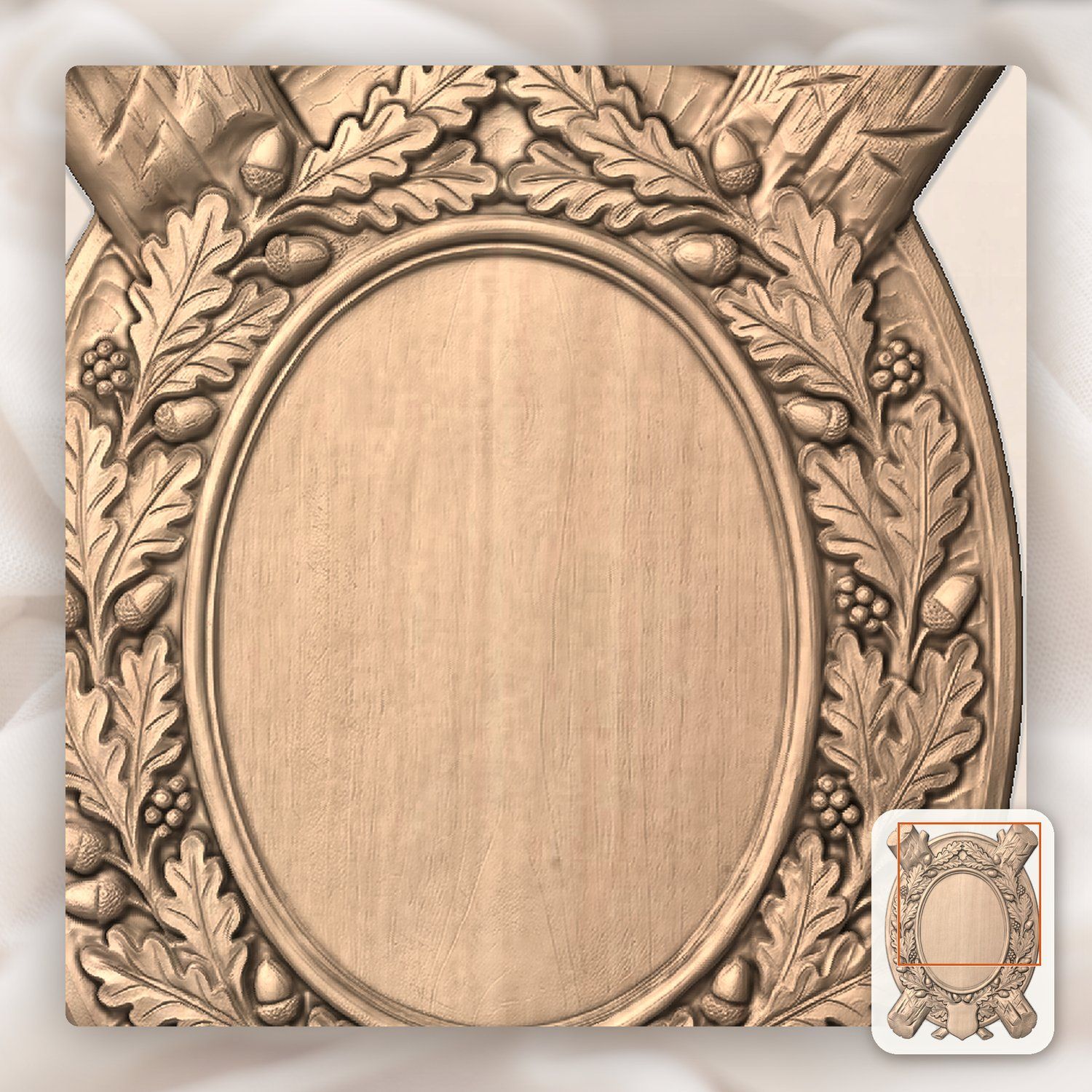 Oak Log Trophy Shield CNC Relief STL bas-relief STL — view 7