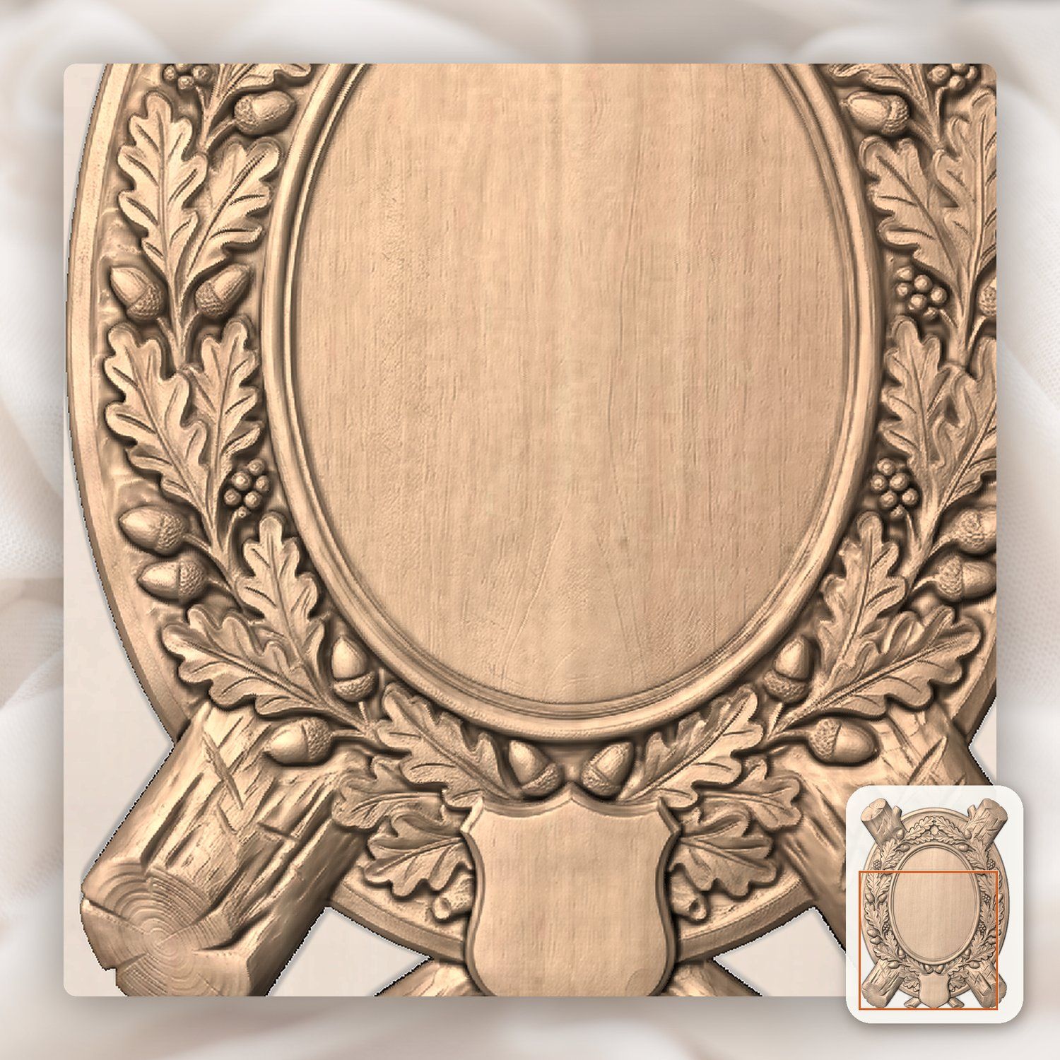 Oak Log Trophy Shield CNC Relief STL bas-relief STL — view 8