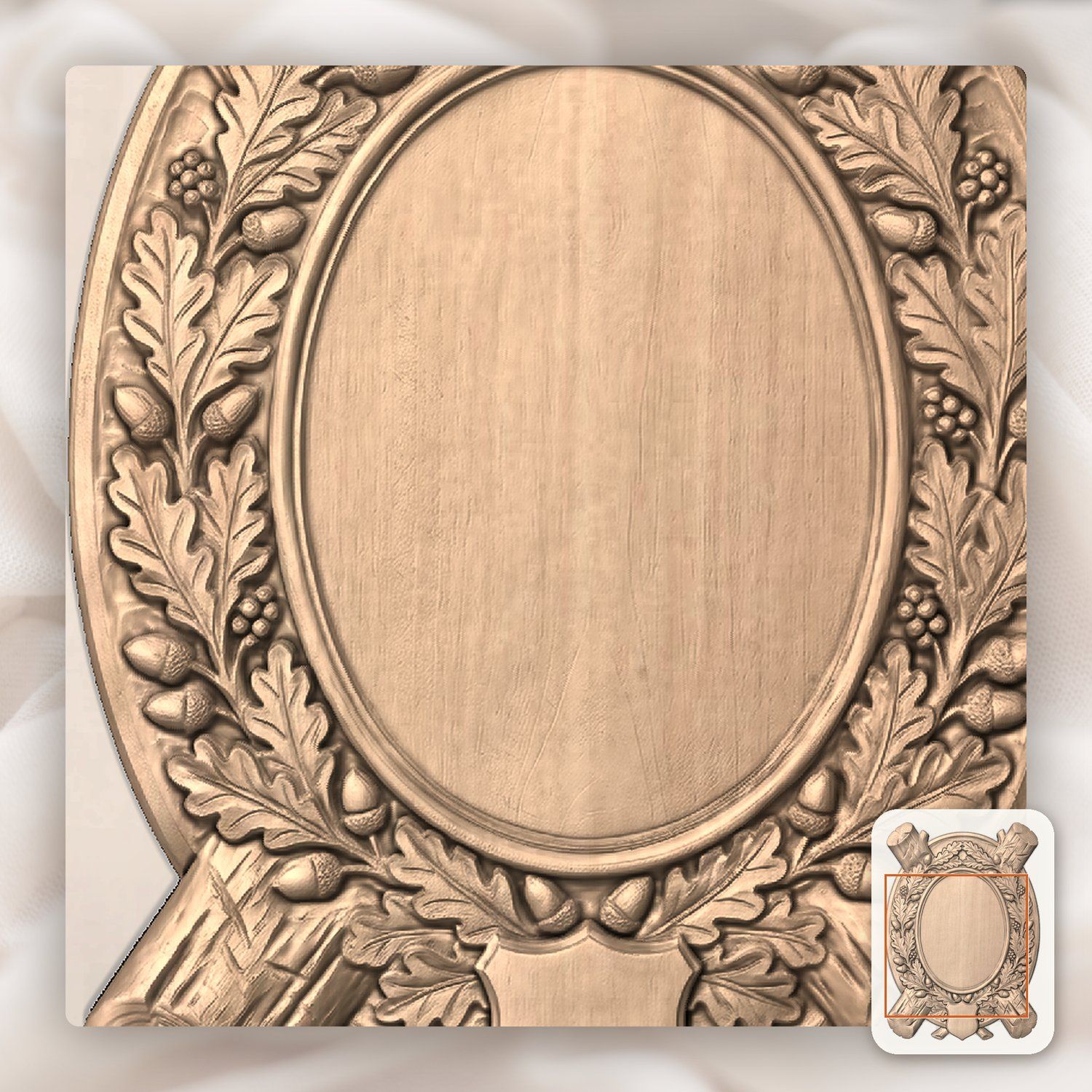 Oak Log Trophy Shield CNC Relief STL bas-relief STL — view 9