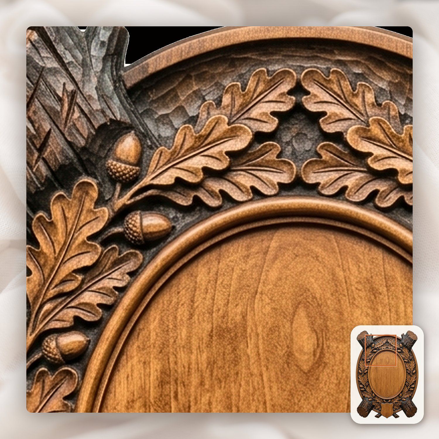 Oak Log Trophy Shield CNC Relief STL bas-relief STL — view 10