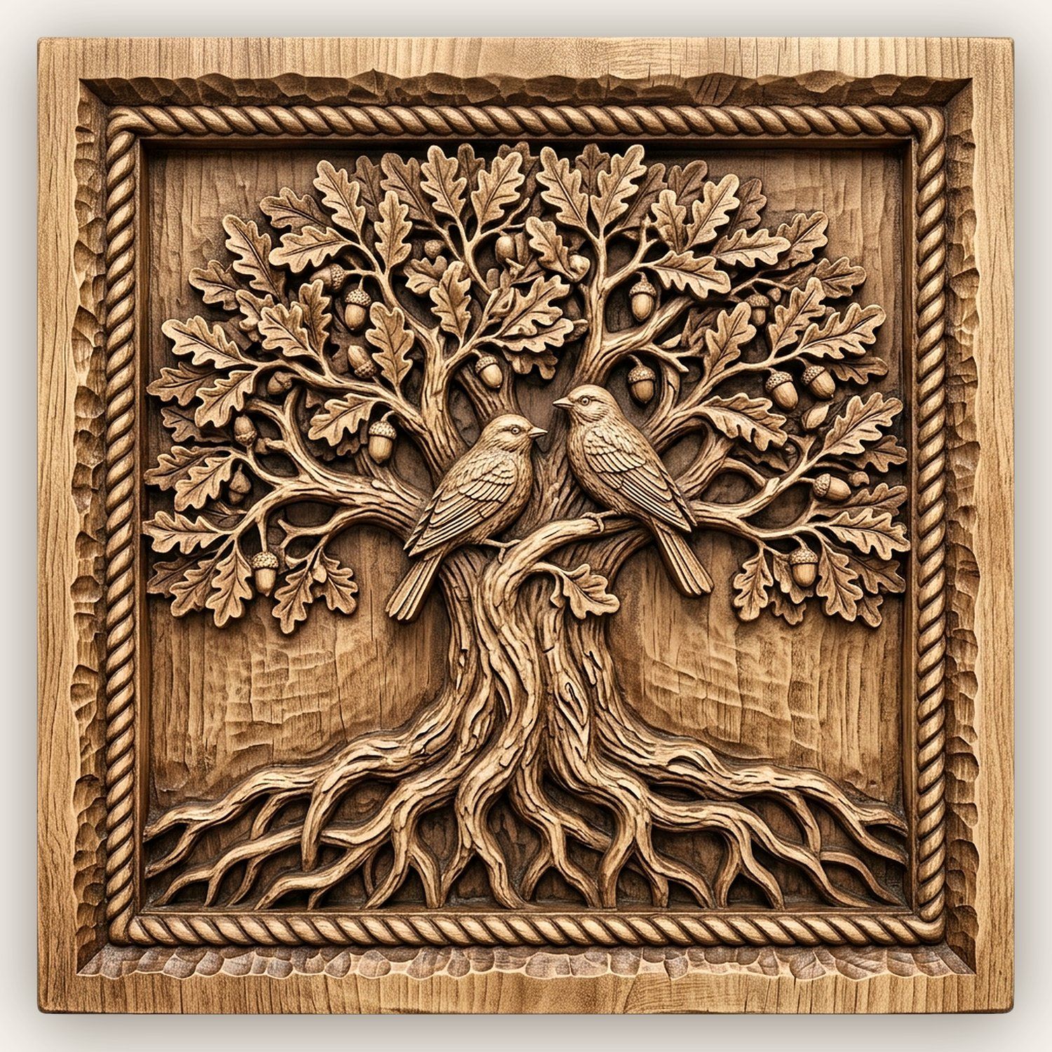 Oak Tree Birds CNC Relief STL bas-relief STL design