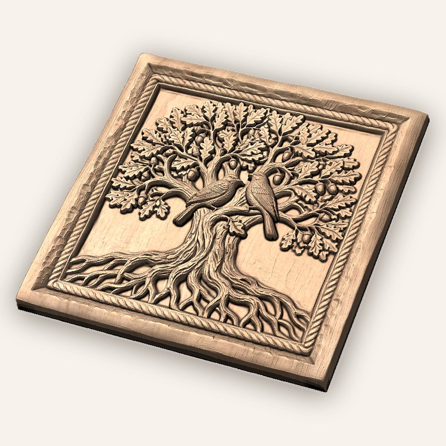 Oak Tree Birds CNC Relief STL bas-relief STL — view 5