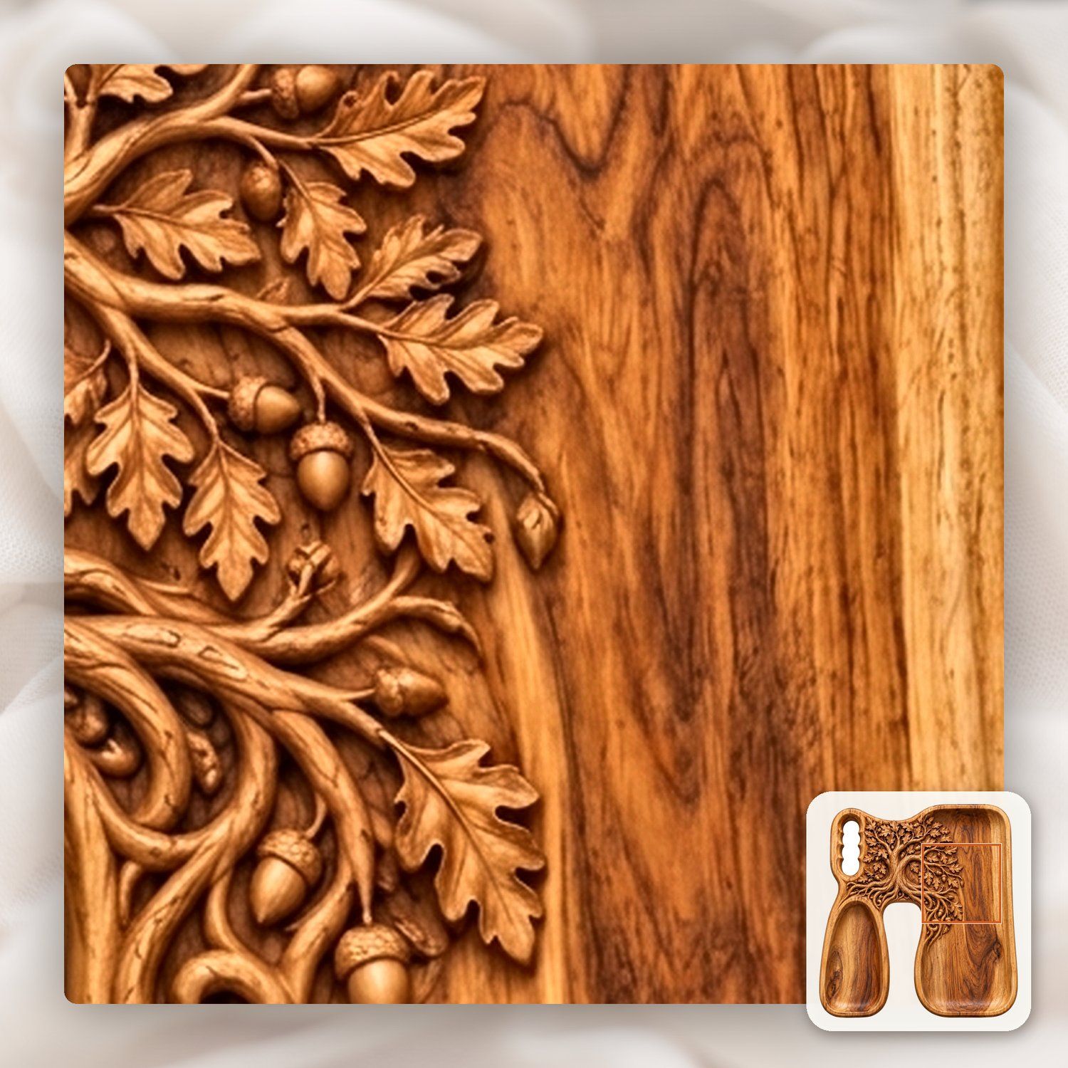 Oak Tree Serving Tray CNC Relief STL bas-relief STL — view 13