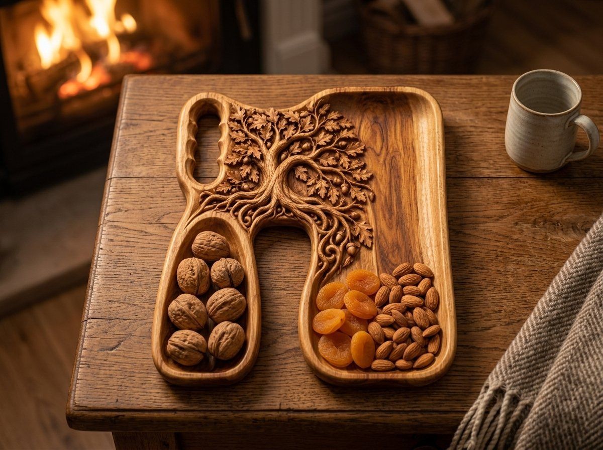 Oak Tree Serving Tray CNC Relief STL bas-relief STL — view 7