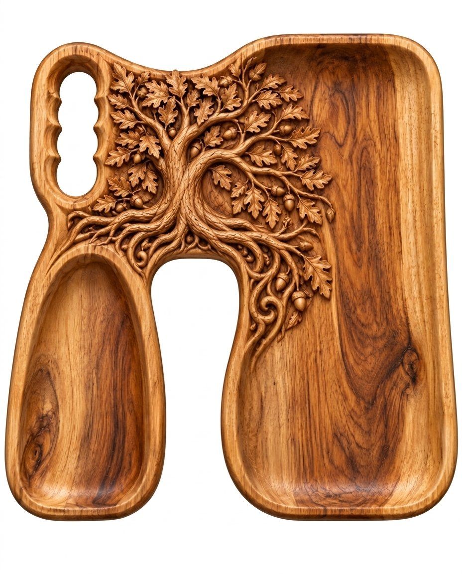 Oak Tree Serving Tray CNC Relief STL bas-relief STL — view 4