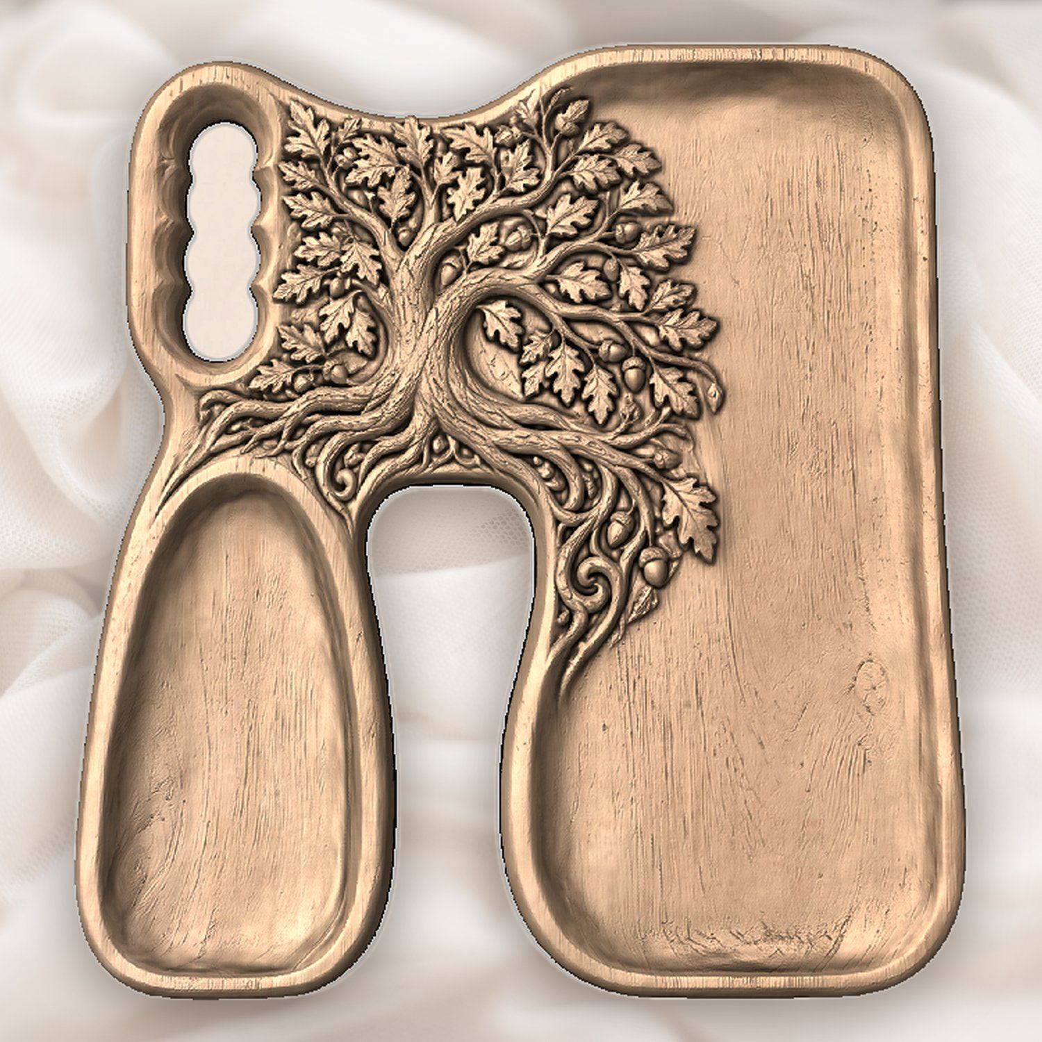 Oak Tree Serving Tray CNC Relief STL bas-relief STL — view 5