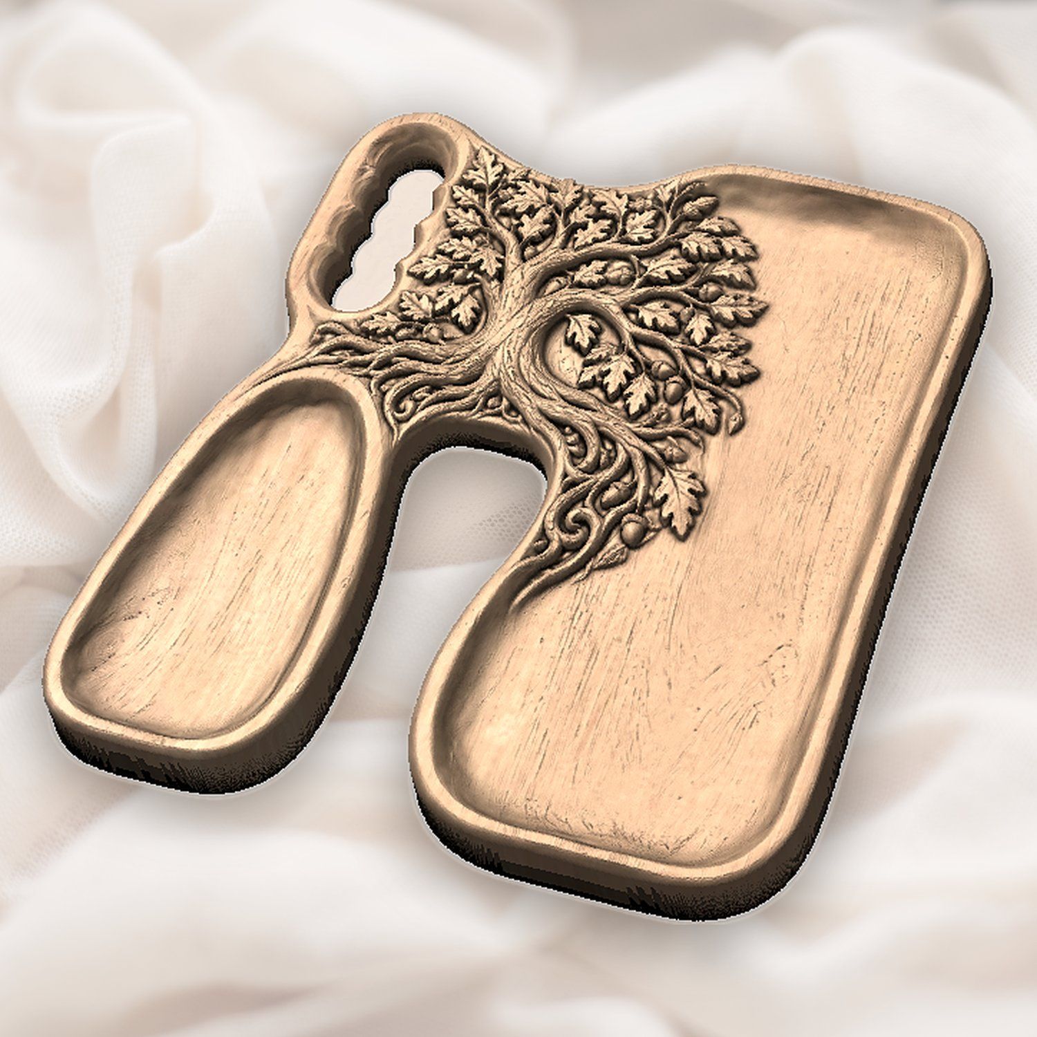 Oak Tree Serving Tray CNC Relief STL bas-relief STL — view 6