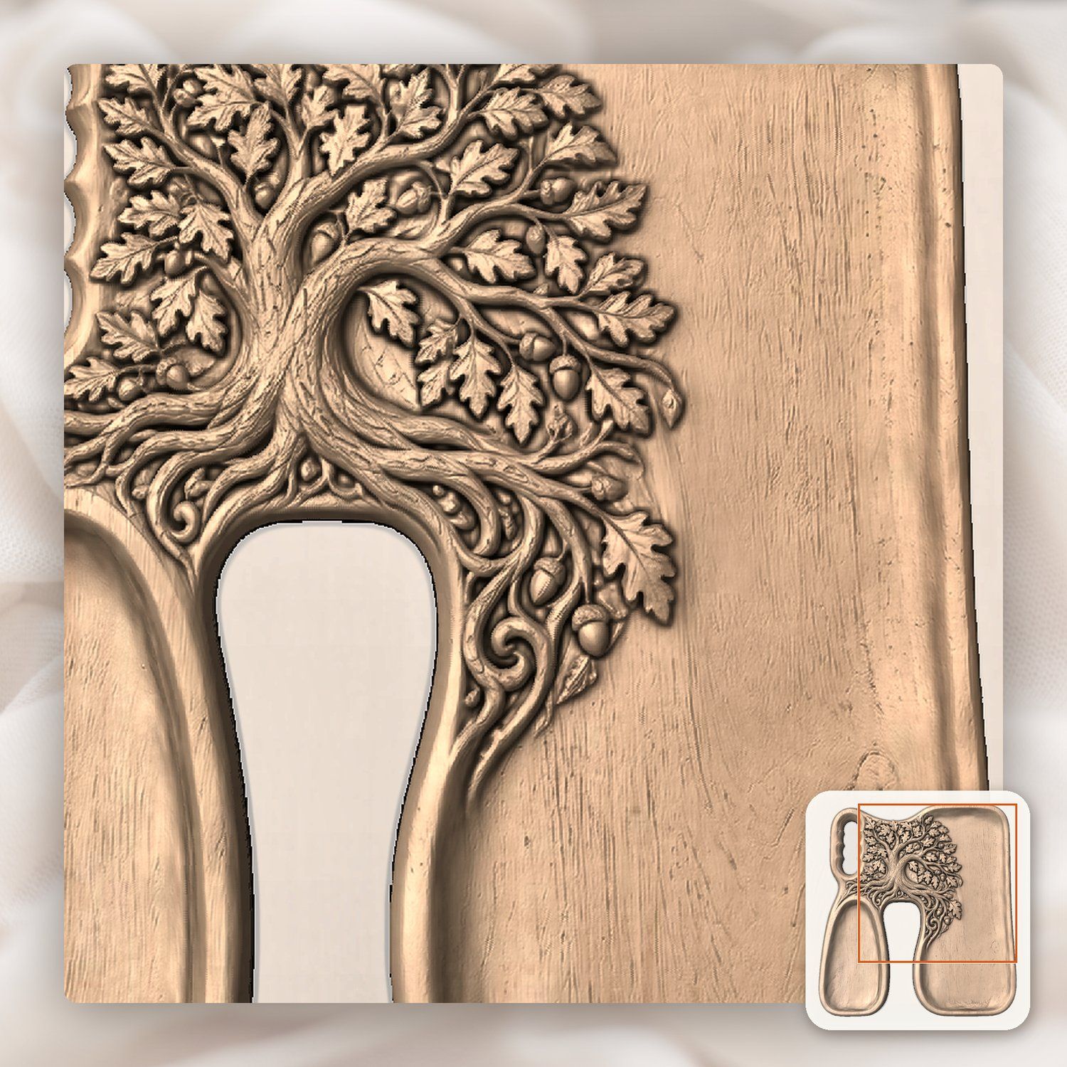 Oak Tree Serving Tray CNC Relief STL bas-relief STL — view 10