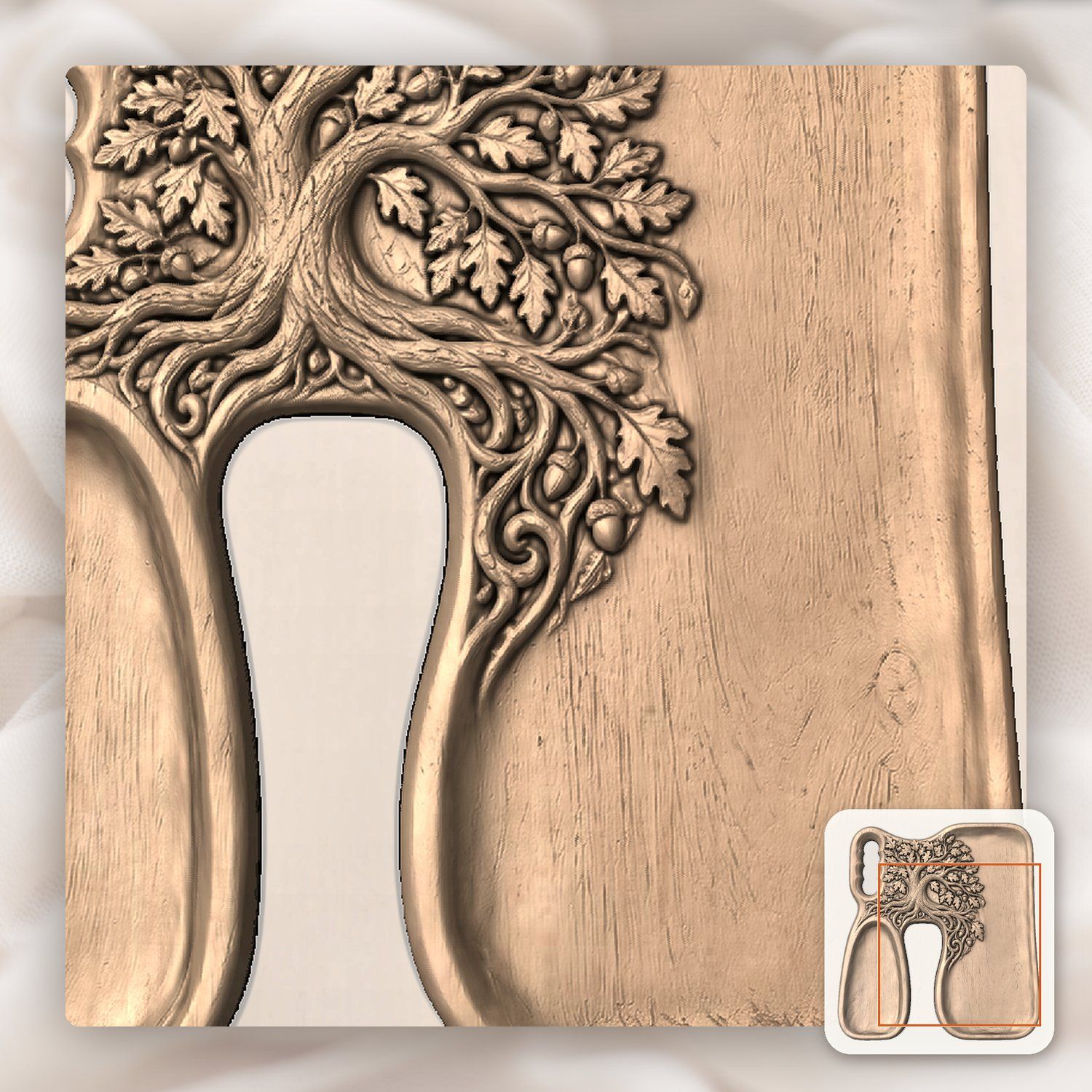 Oak Tree Serving Tray CNC Relief STL bas-relief STL — view 11