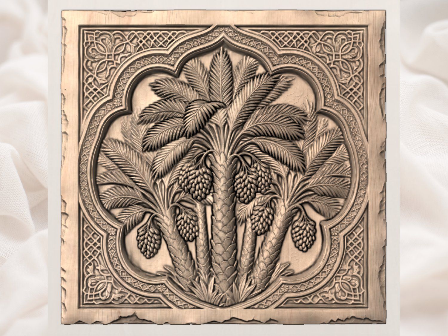 Oasis Palm Tree Decorative Panel CNC Relief STL bas-relief STL — view 4