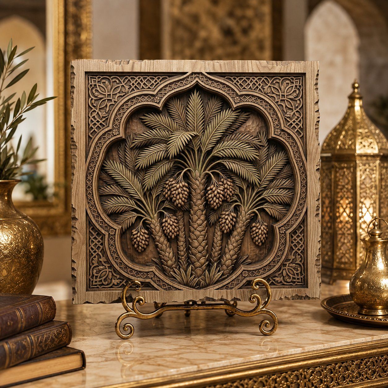 Oasis Palm Tree Decorative Panel CNC Relief STL bas-relief STL — view 6
