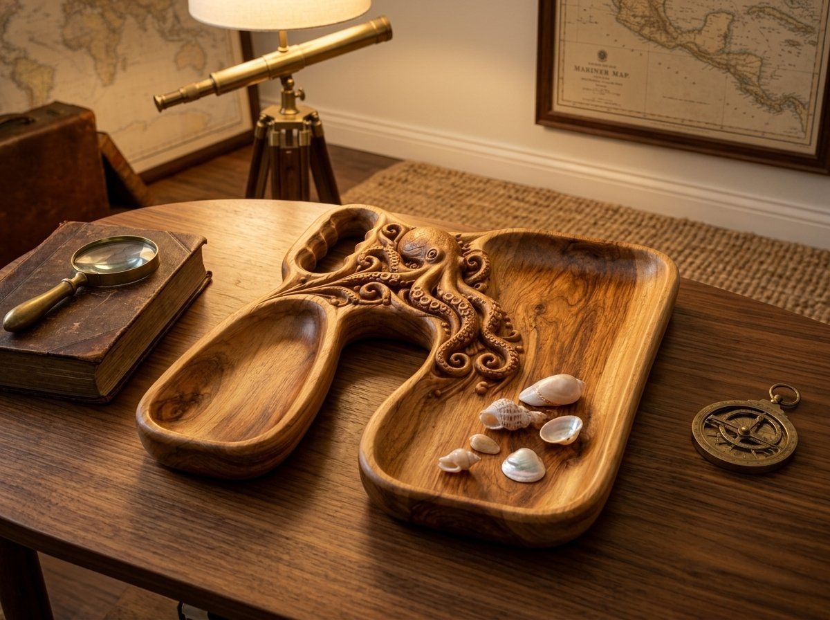 Octopus Kraken Organizer Tray CNC Relief STL bas-relief STL — view 15