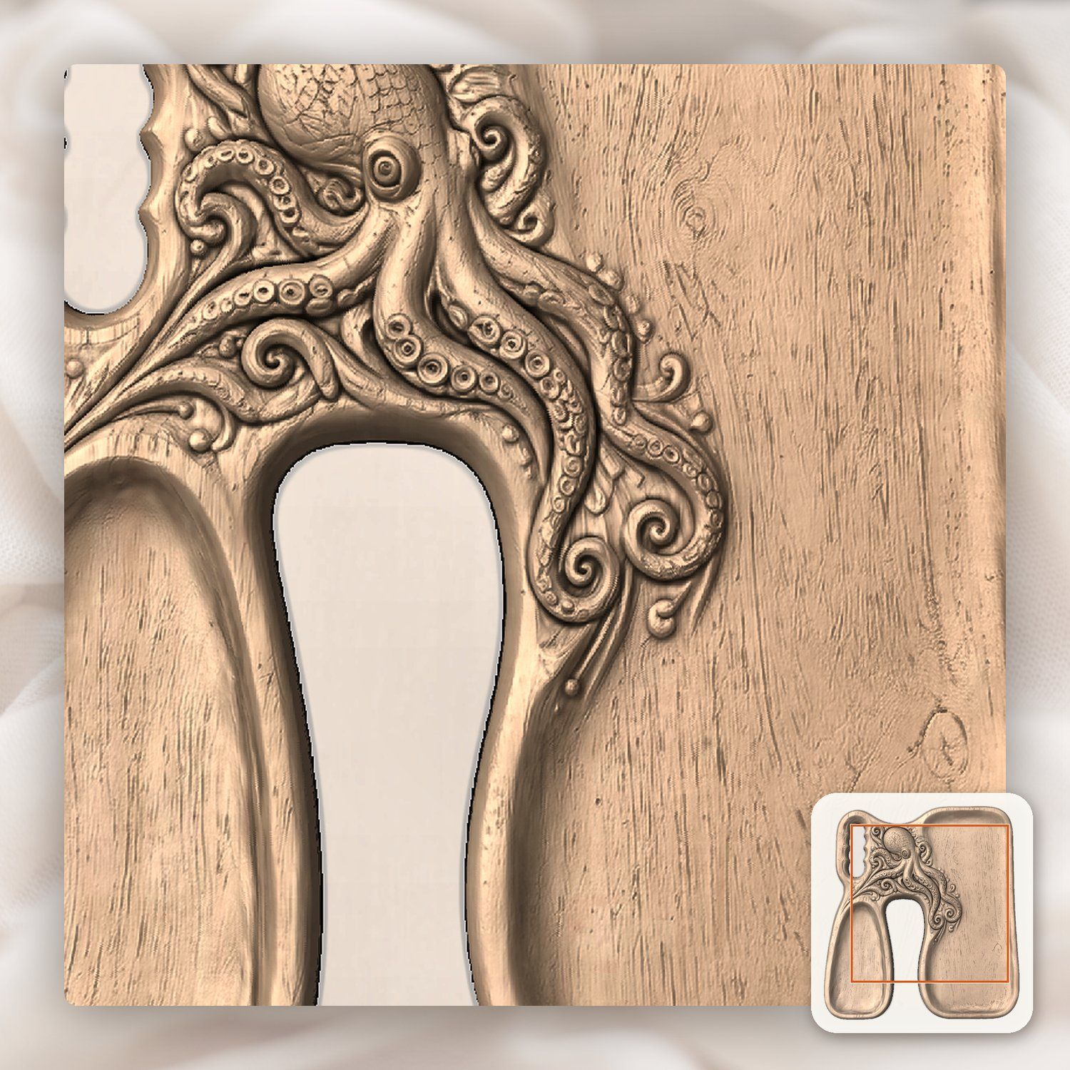 Octopus Kraken Organizer Tray CNC Relief STL bas-relief STL — view 8