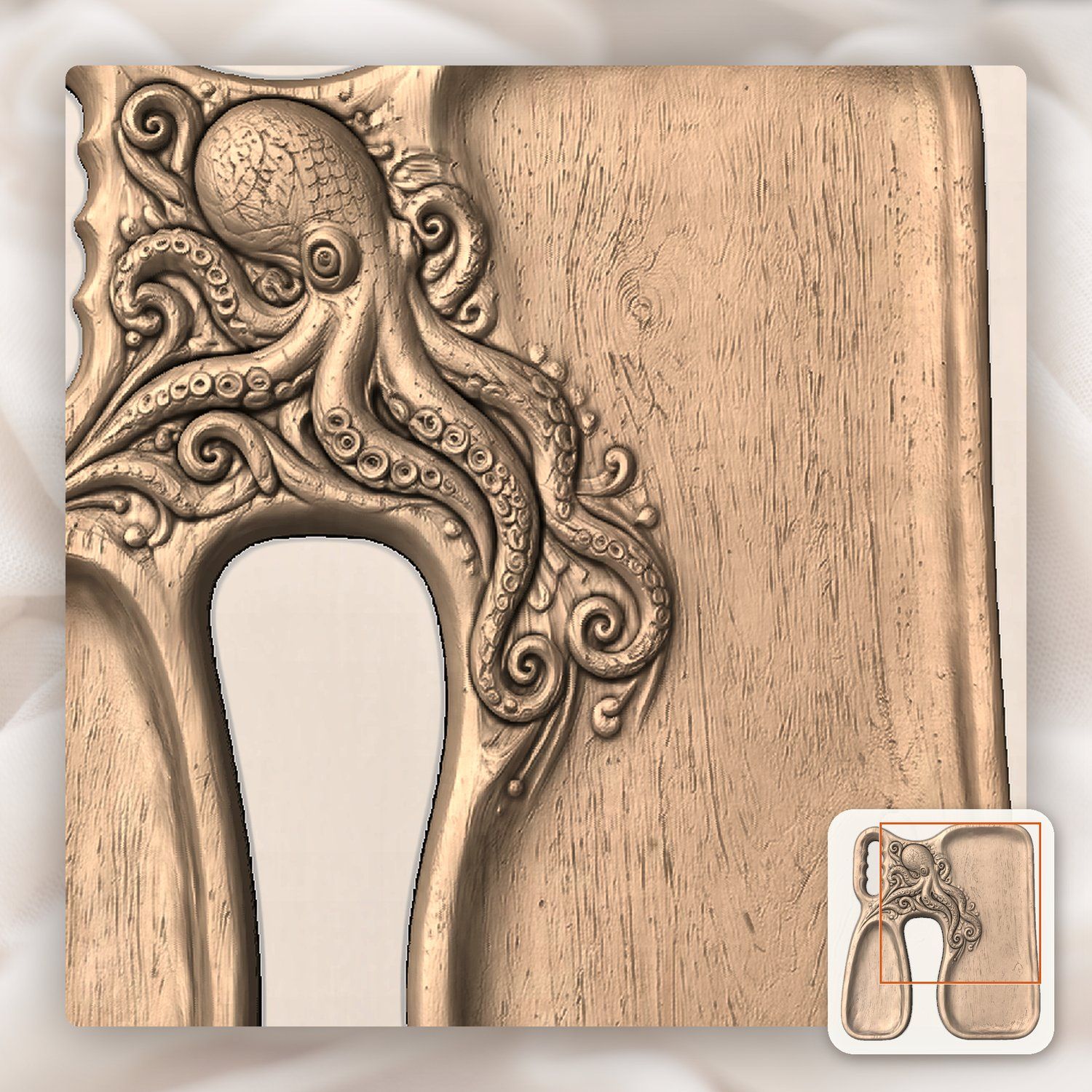 Octopus Kraken Organizer Tray CNC Relief STL bas-relief STL — view 10
