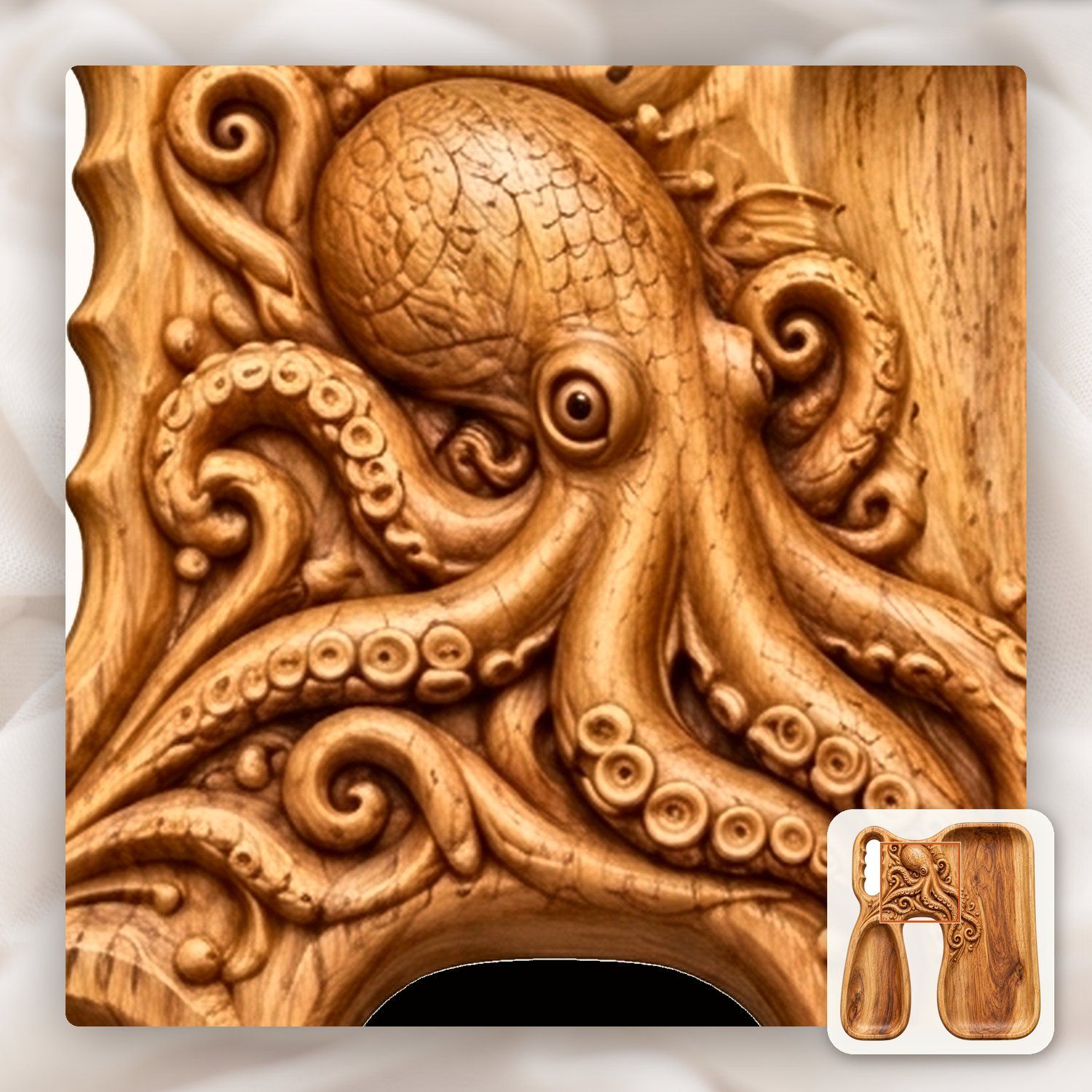 Octopus Kraken Organizer Tray CNC Relief STL bas-relief STL — view 11
