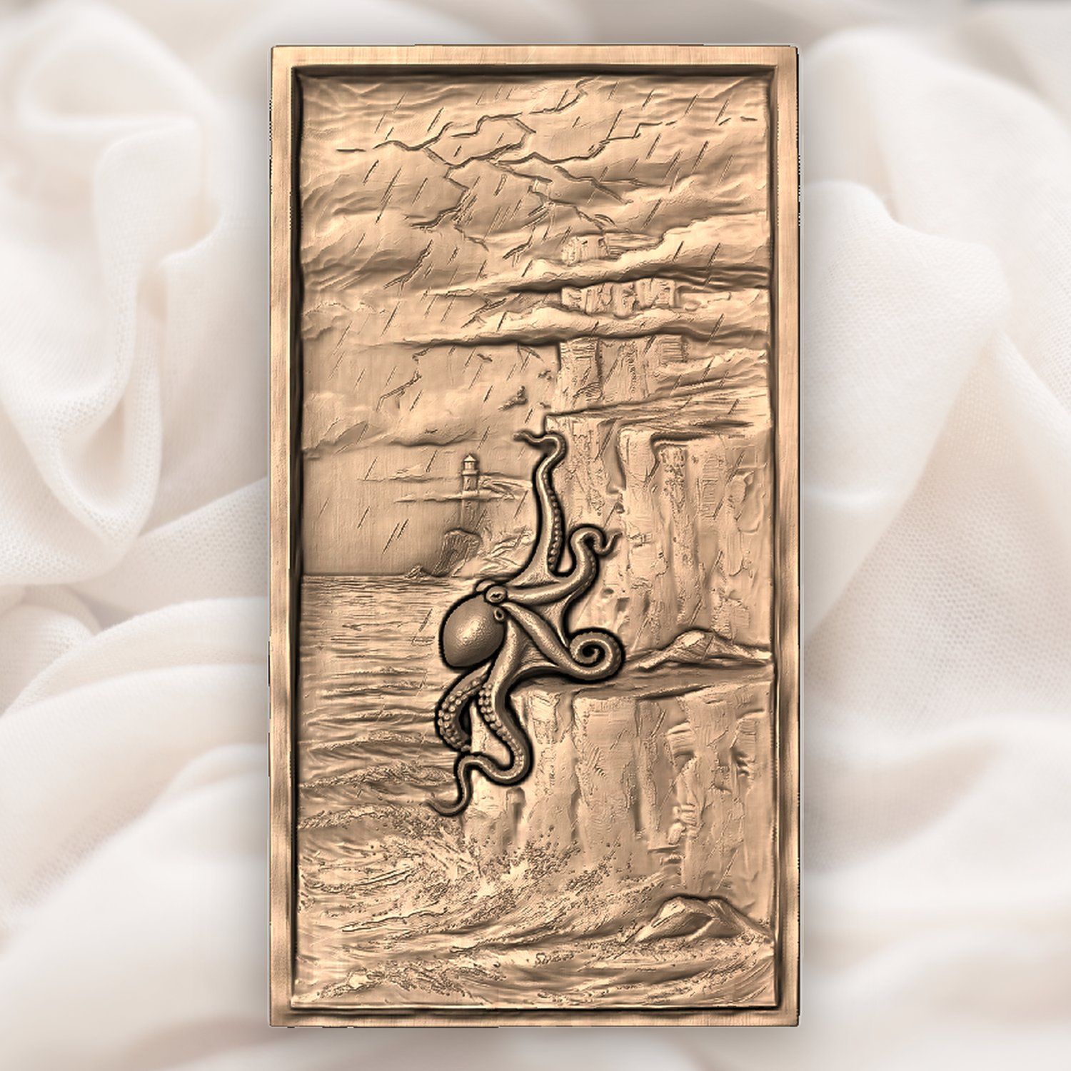 Octopus Lighthouse Storm Scene CNC Relief STL bas-relief STL — view 5
