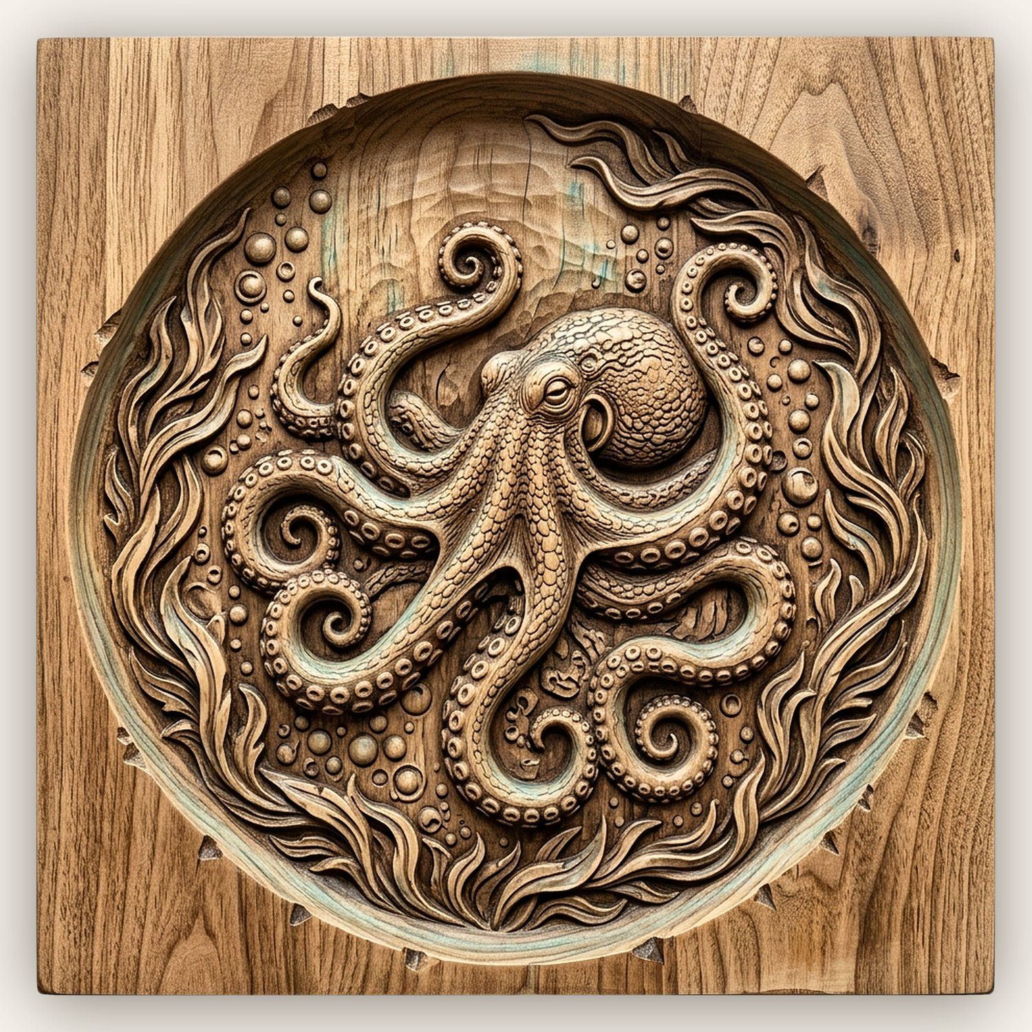 Octopus Nautical Serving Tray CNC Relief STL bas-relief STL design