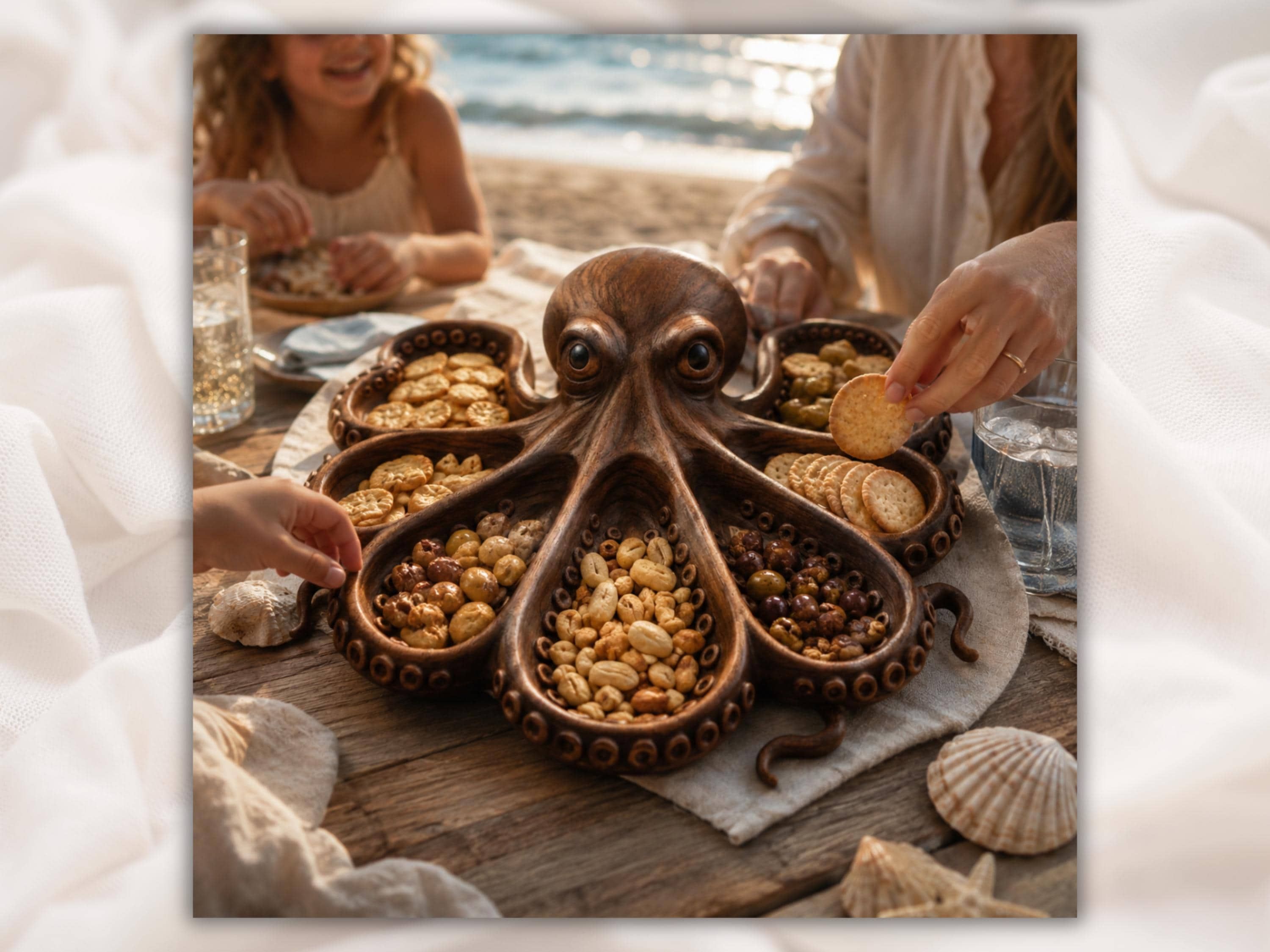 Octopus Spice Tray Bas-Relief STL with Eight Tentacle Wells bas-relief STL — view 3