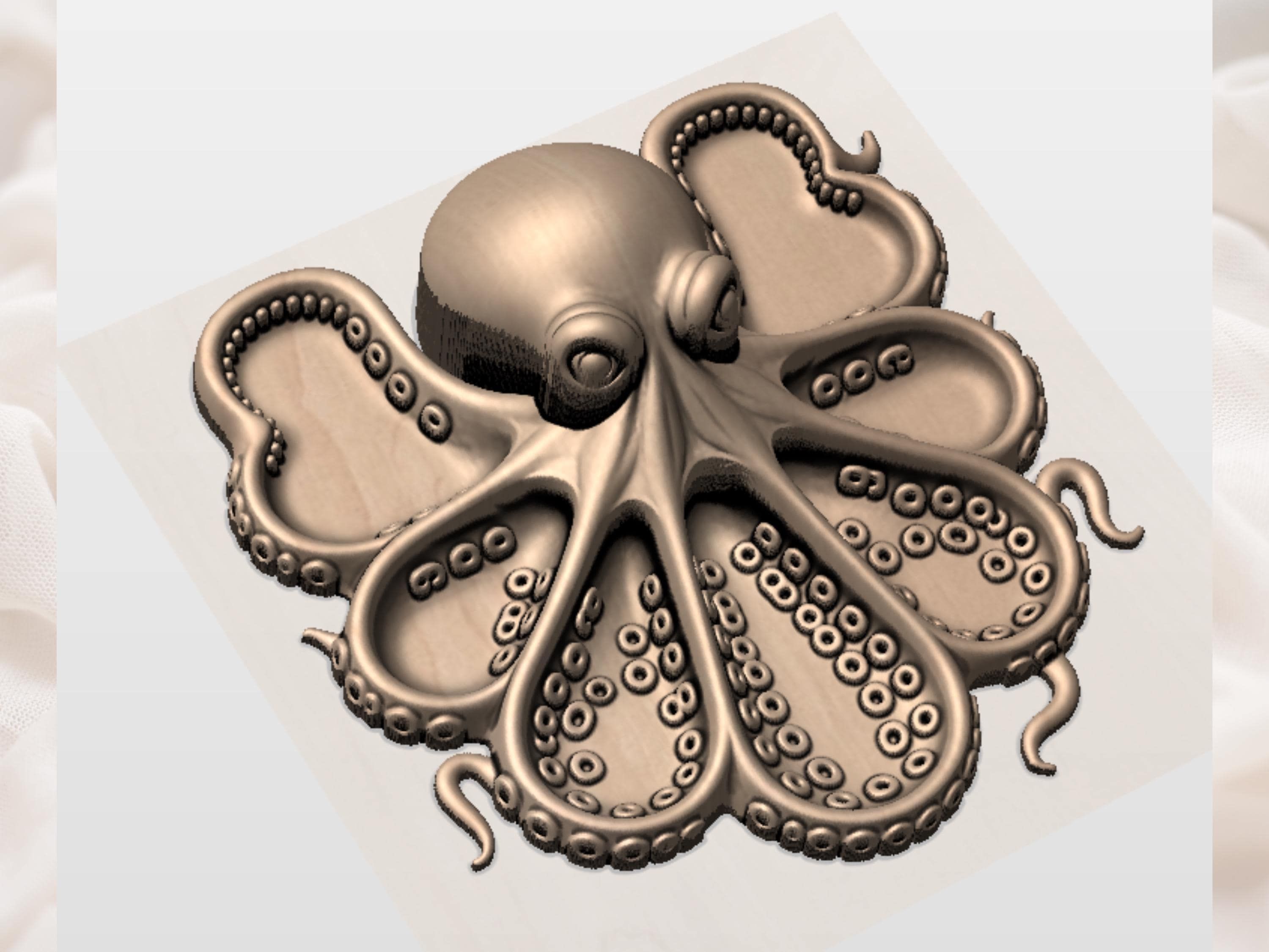 Octopus Spice Tray Bas-Relief STL with Eight Tentacle Wells bas-relief STL — view 5