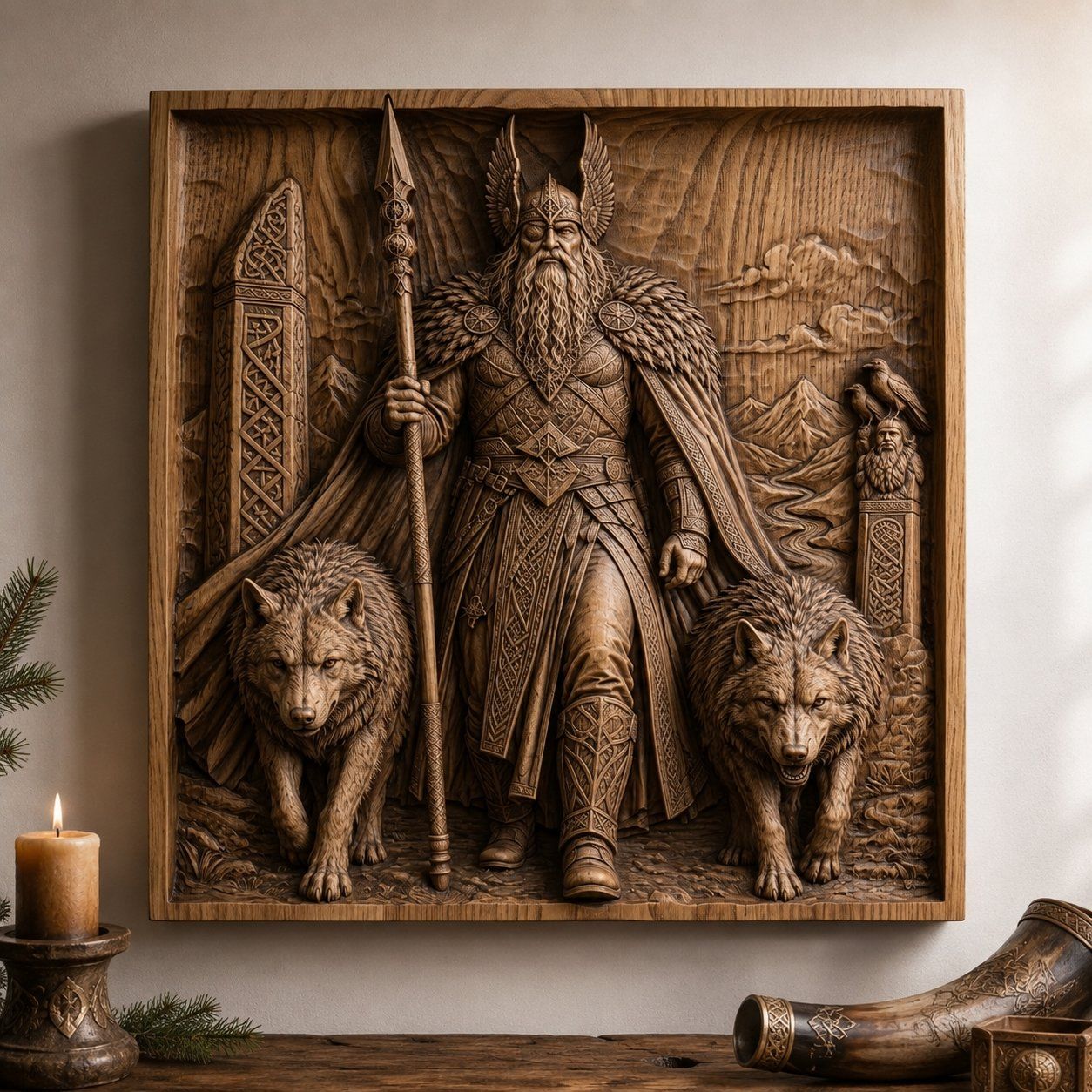 Odin Allfather Norse Viking Mythology CNC Relief STL bas-relief STL — view 4