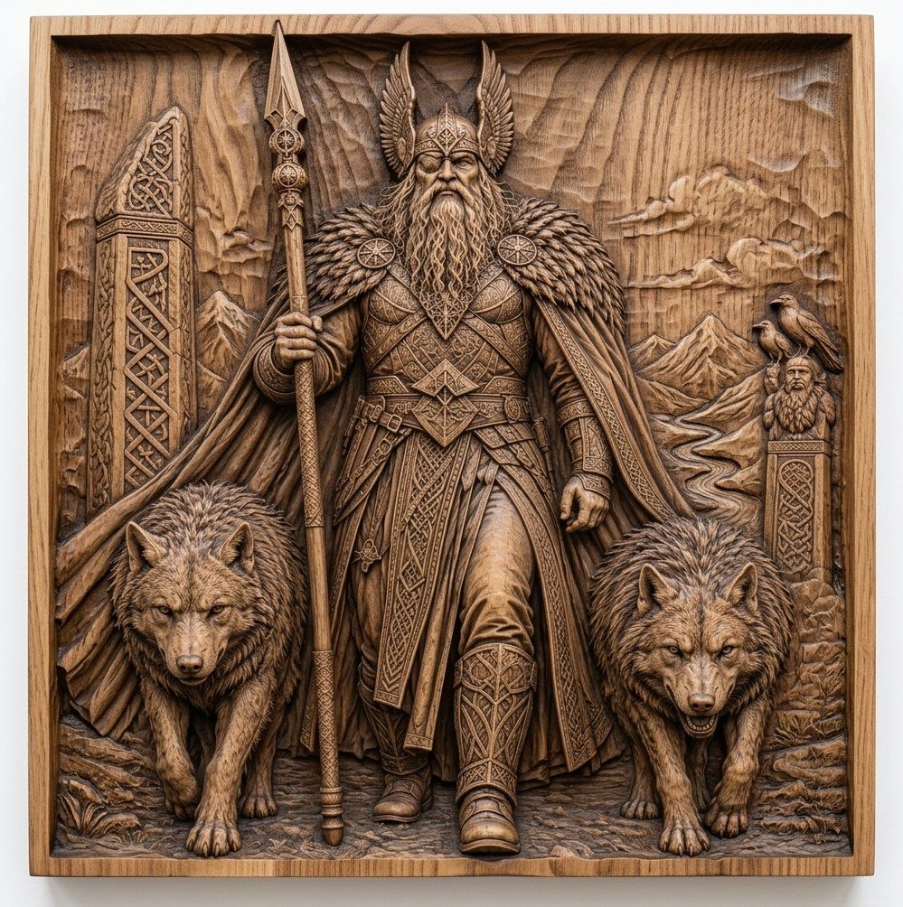Odin Allfather Norse Viking Mythology CNC Relief STL bas-relief STL — view 9
