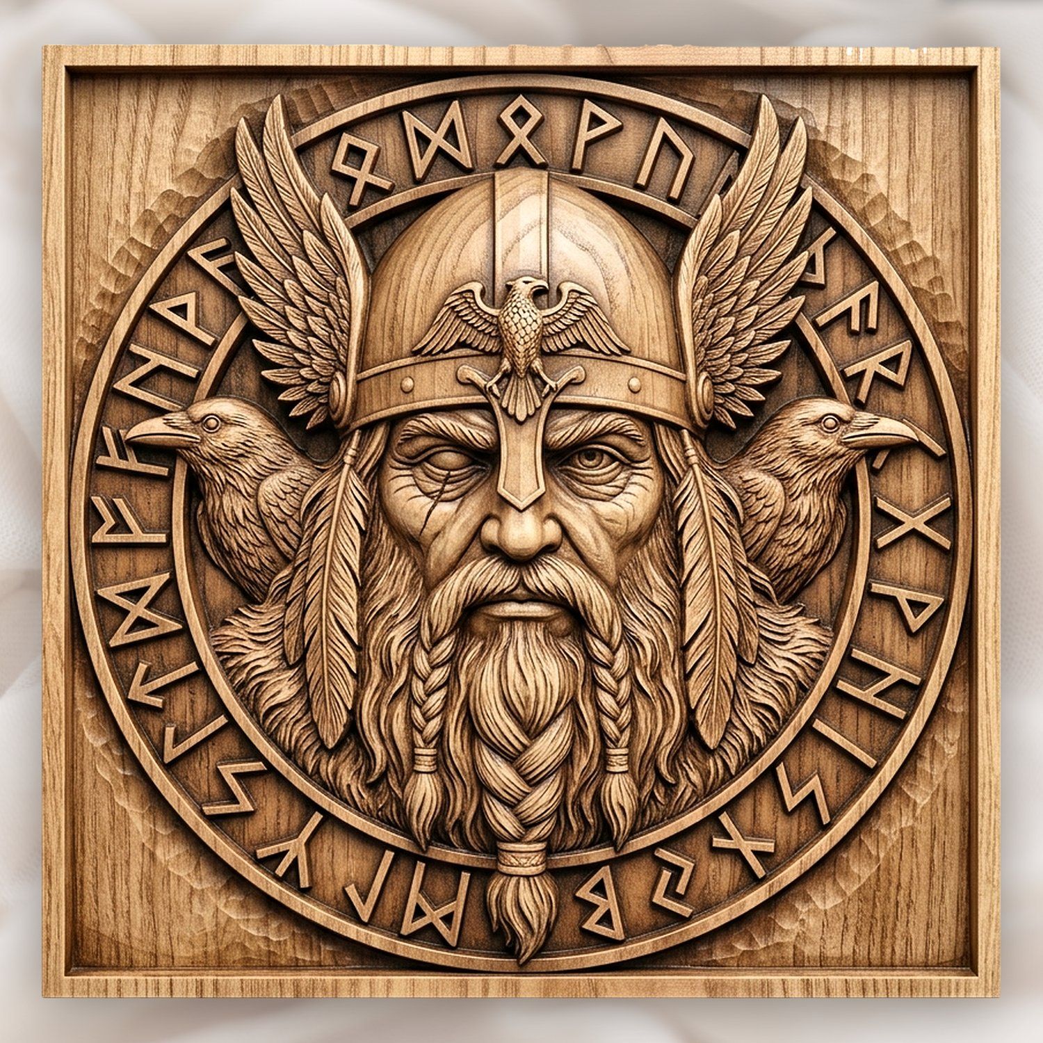 Odin Viking God Wood Panel CNC Relief STL bas-relief STL design