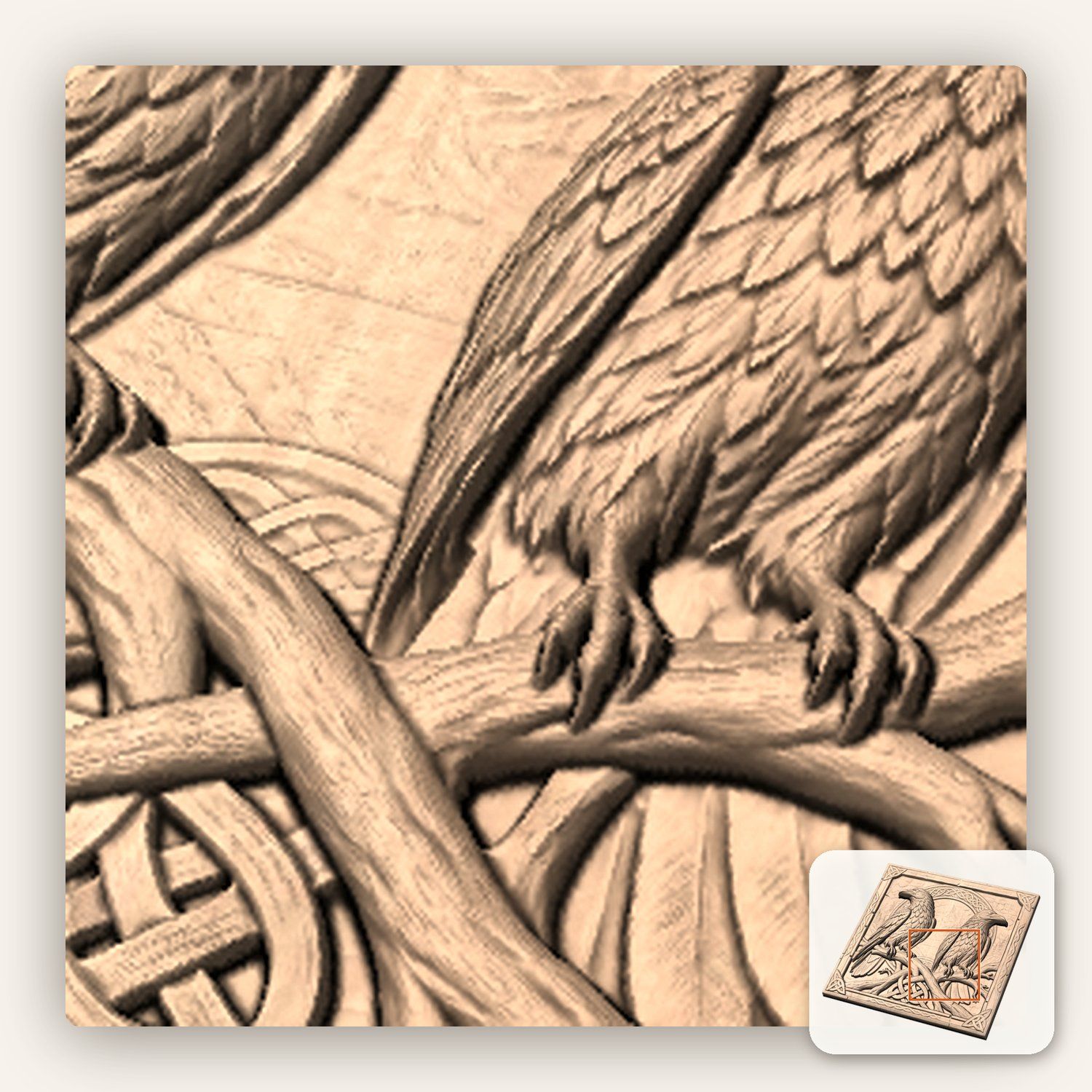Odins Ravens Celtic Knotwork CNC Relief STL bas-relief STL — view 10