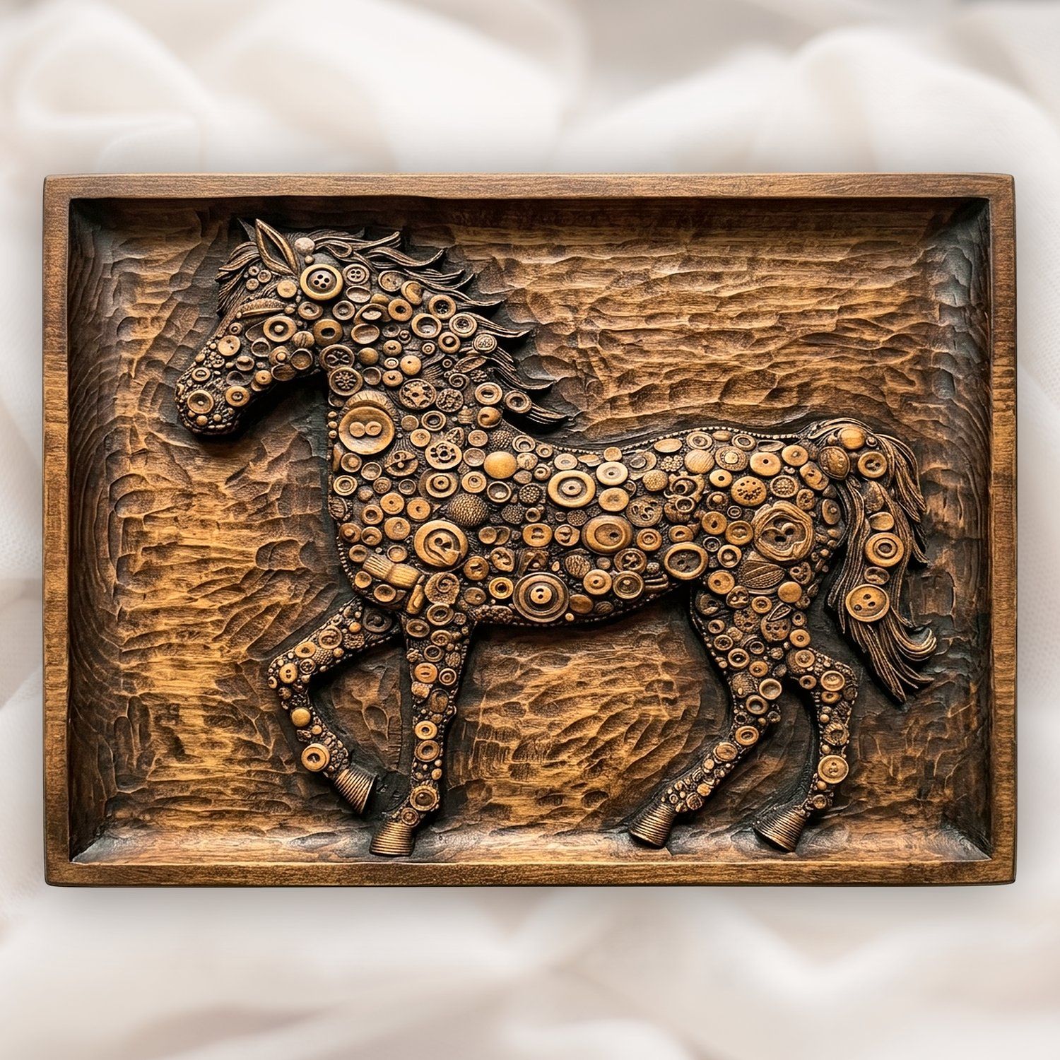 Ornate Button Pattern Horse CNC Relief STL bas-relief STL design
