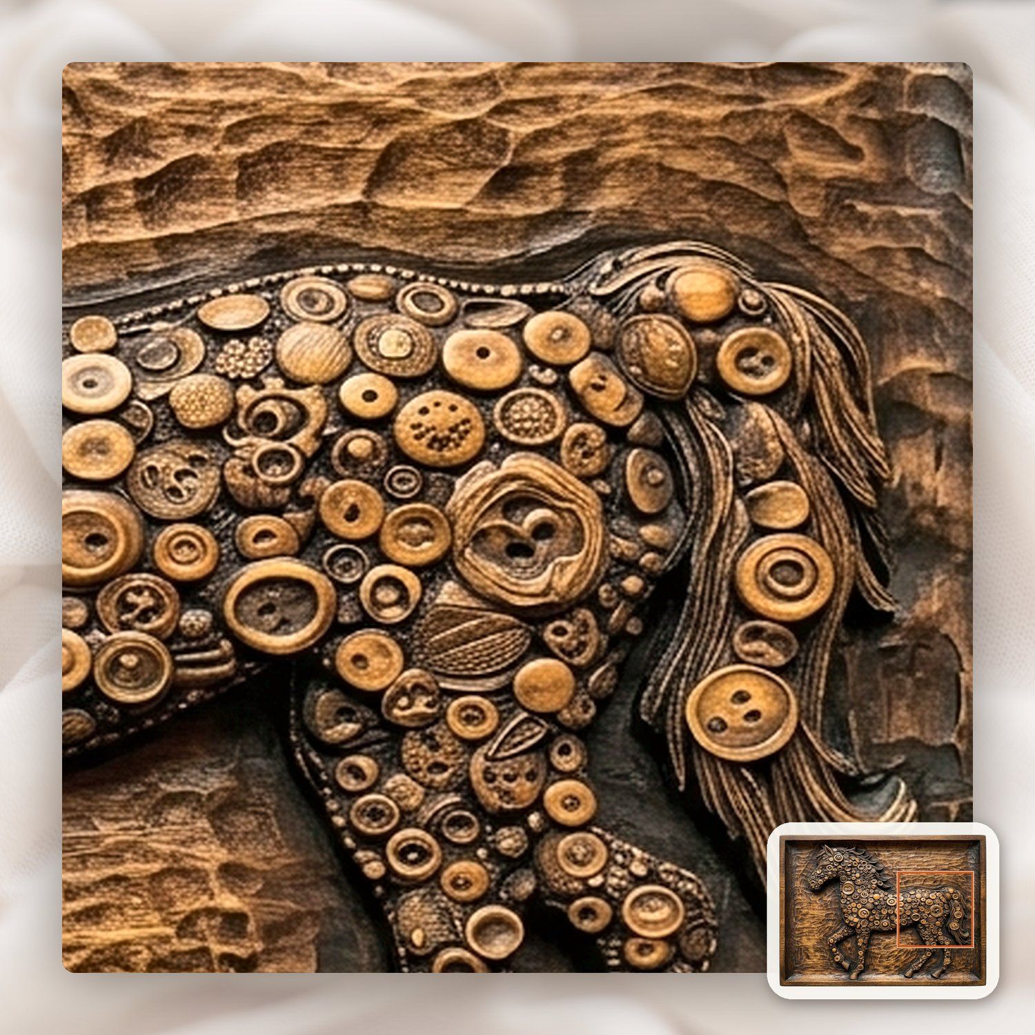 Ornate Button Pattern Horse CNC Relief STL bas-relief STL — view 11
