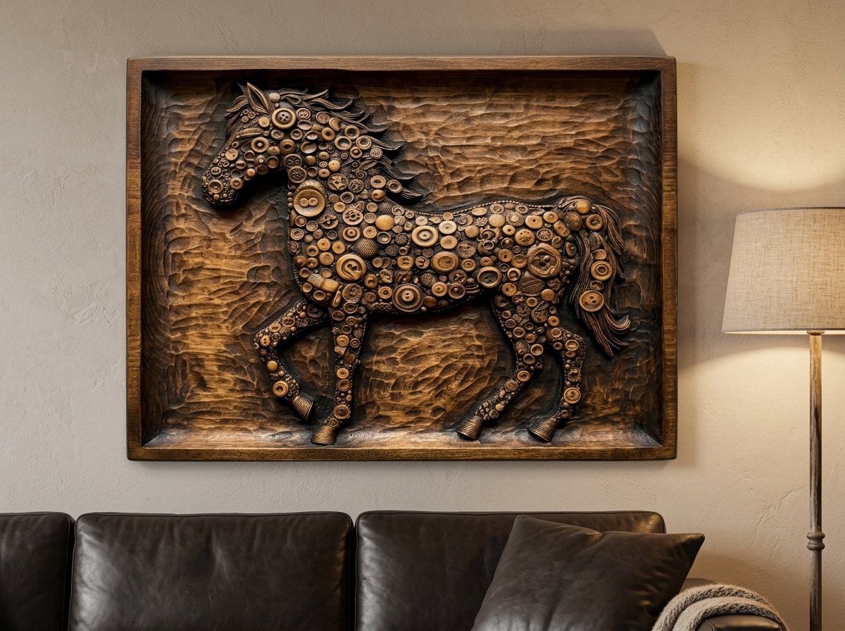 Ornate Button Pattern Horse CNC Relief STL bas-relief STL — view 12