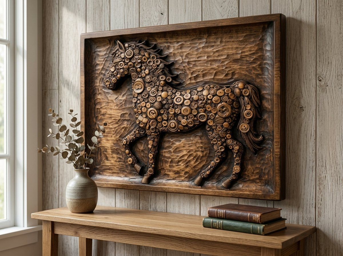 Ornate Button Pattern Horse CNC Relief STL bas-relief STL — view 13