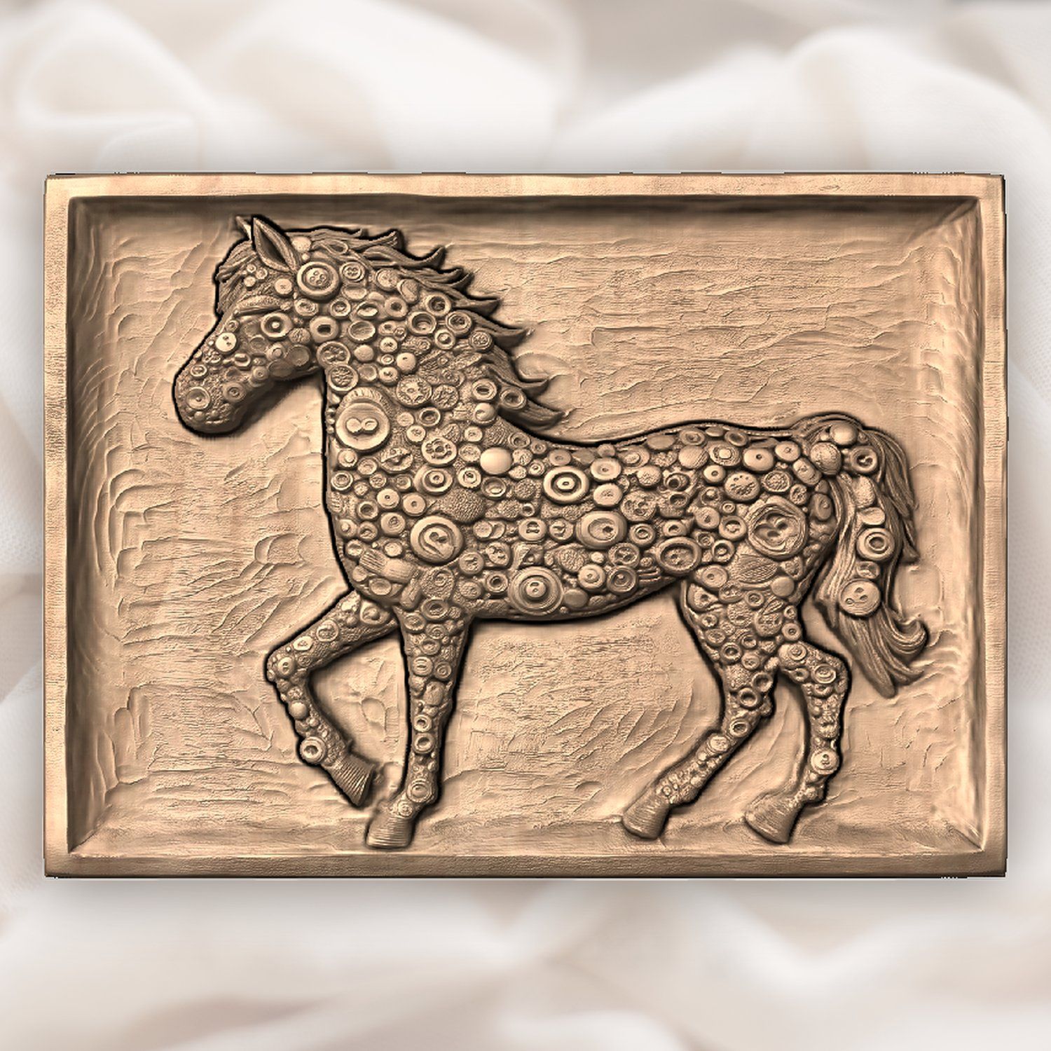 Ornate Button Pattern Horse CNC Relief STL bas-relief STL — view 4